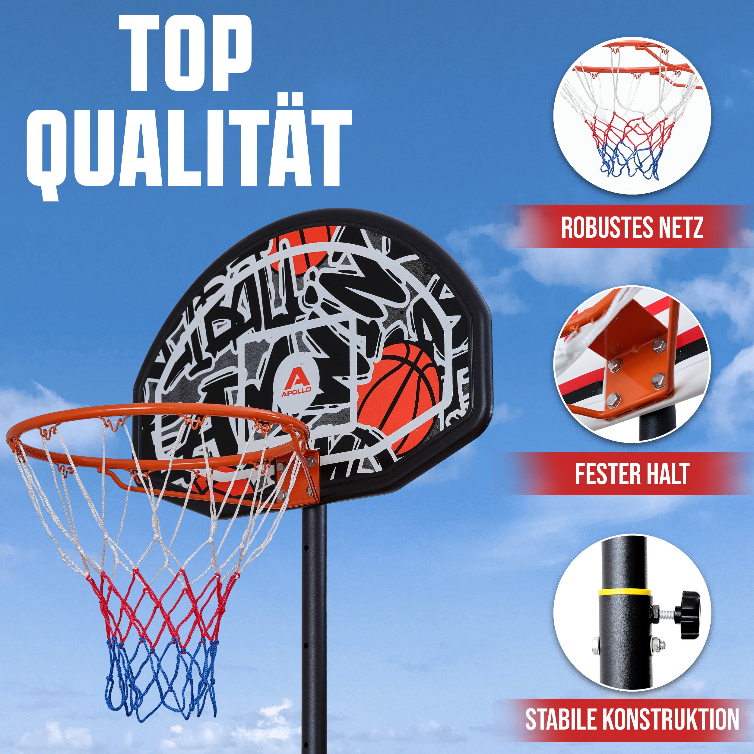 Apollo - Apollo Basketballkorb mit Ständer und Rollen - Graffiti