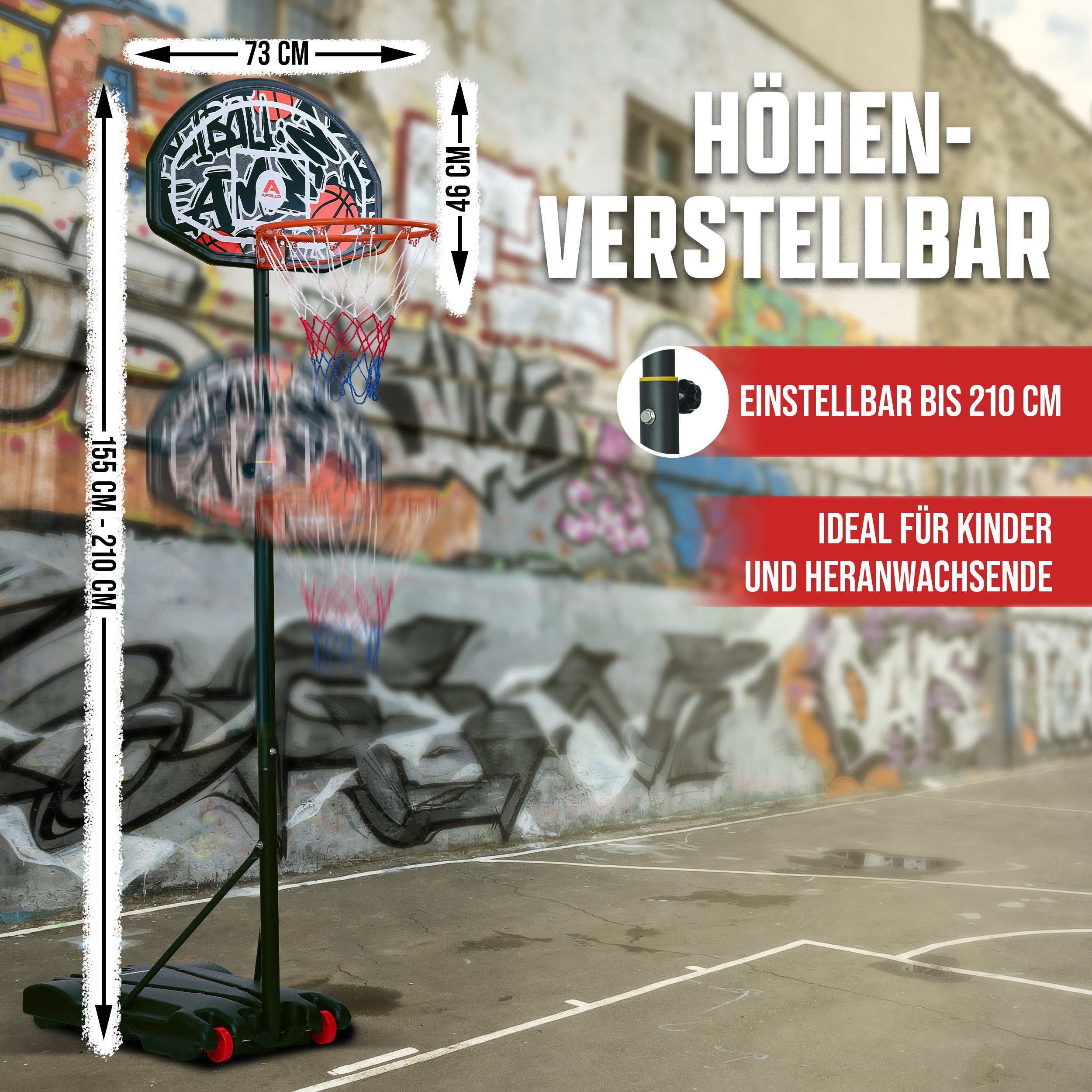 Apollo - Apollo Basketballkorb mit Ständer und Rollen - Graffiti