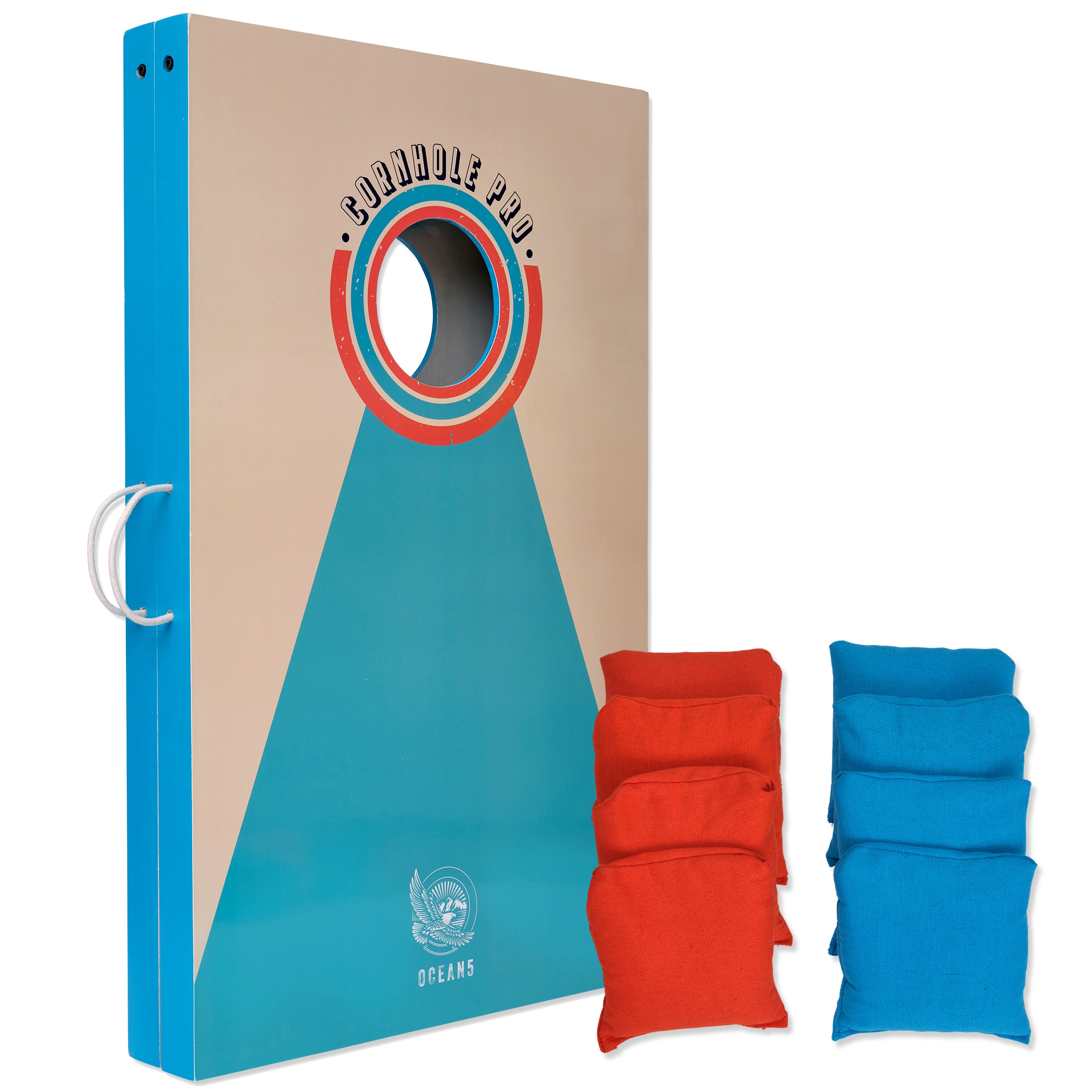 Ocean 5 - Cornhole Pro - großes Sacklochspiel, Outdoorspiel, Wurfspiel - Blau