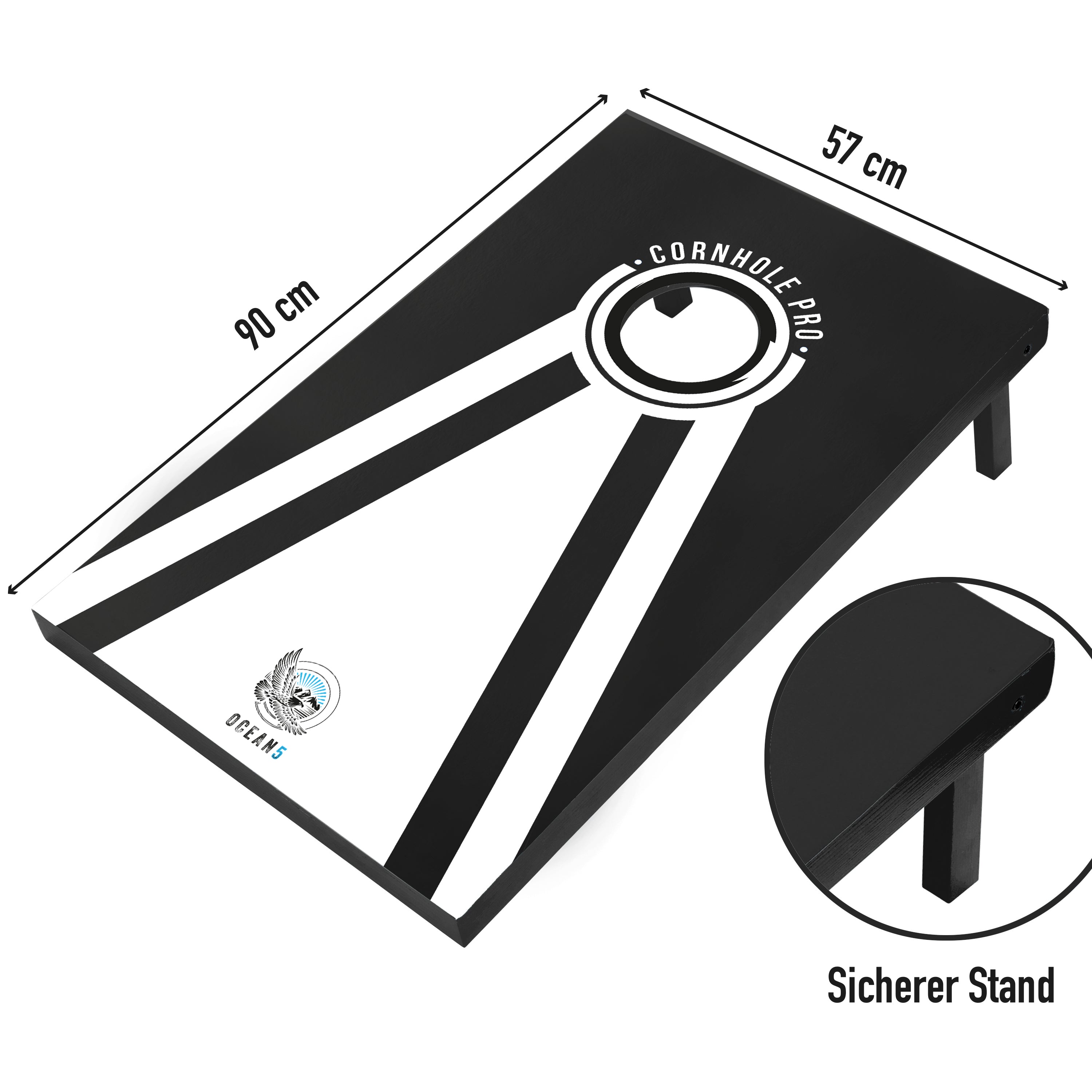 Ocean 5 - Cornhole Pro - großes Sacklochspiel, Outdoorspiel, Wurfspiel - Schwarz