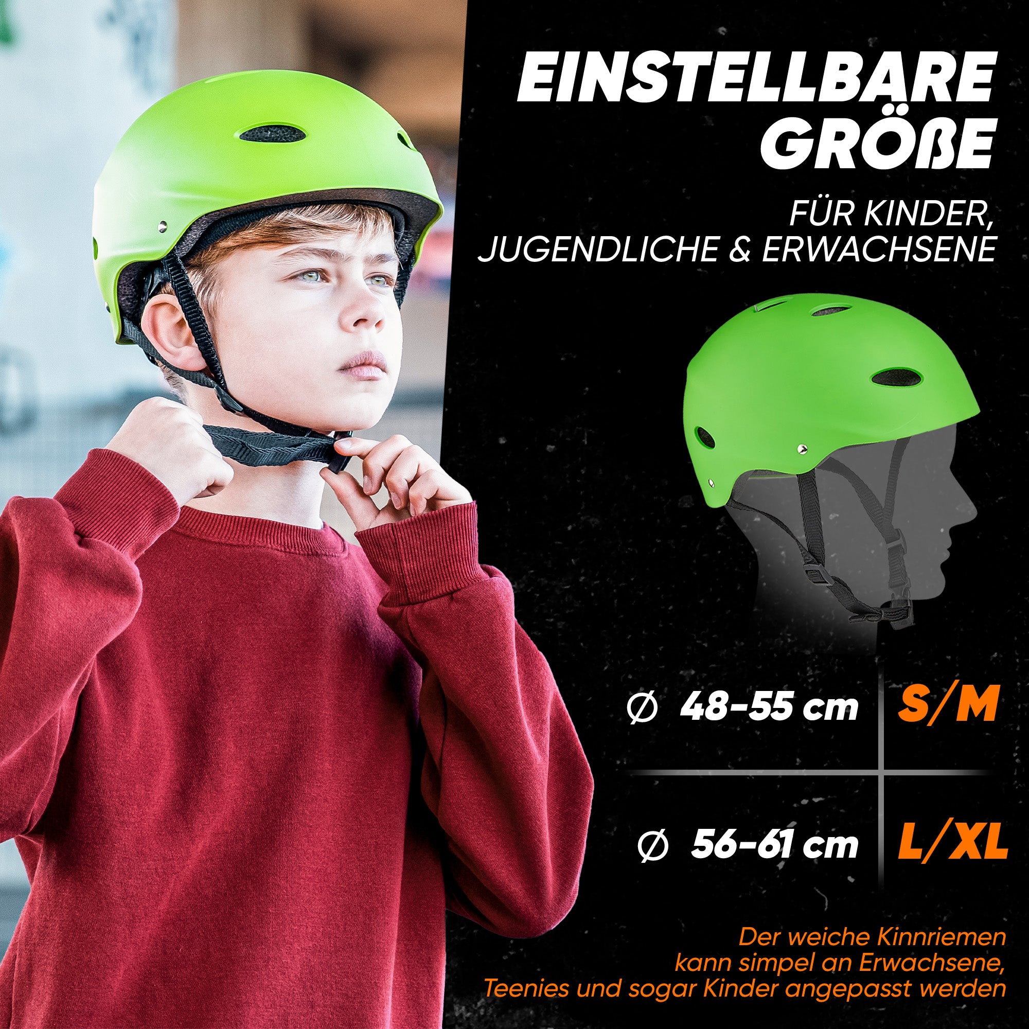 Apollo - Skatehelm, Multi Sport Helm Herren, Damen, Kinder, Kinderfahrradhelm verstellbar - Green (Uni)
