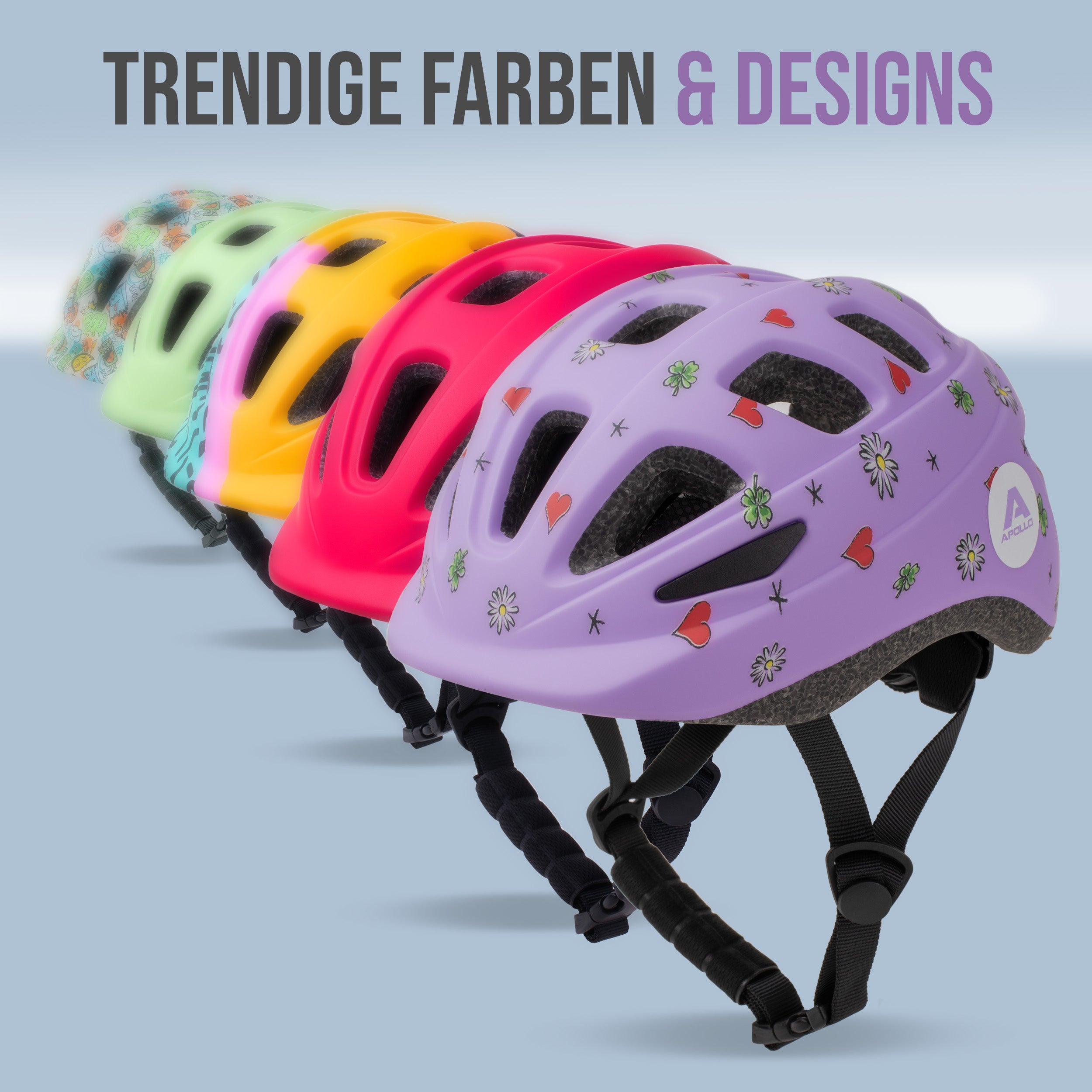 Apollo - Apollo Kinder Fahrradhelm, Helm für Kinder & Jugendliche, Multisport Helm - Flower Love