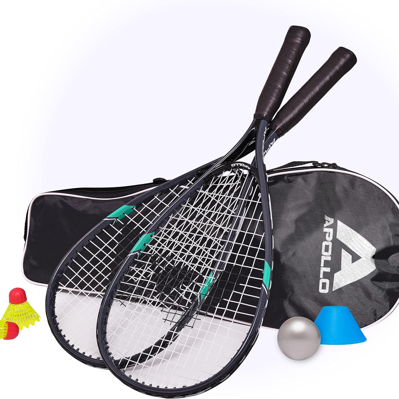 Apollo - Speed Badminton Set - inkl. Tasche, 2x Schläger, Bälle - Grau Mint
