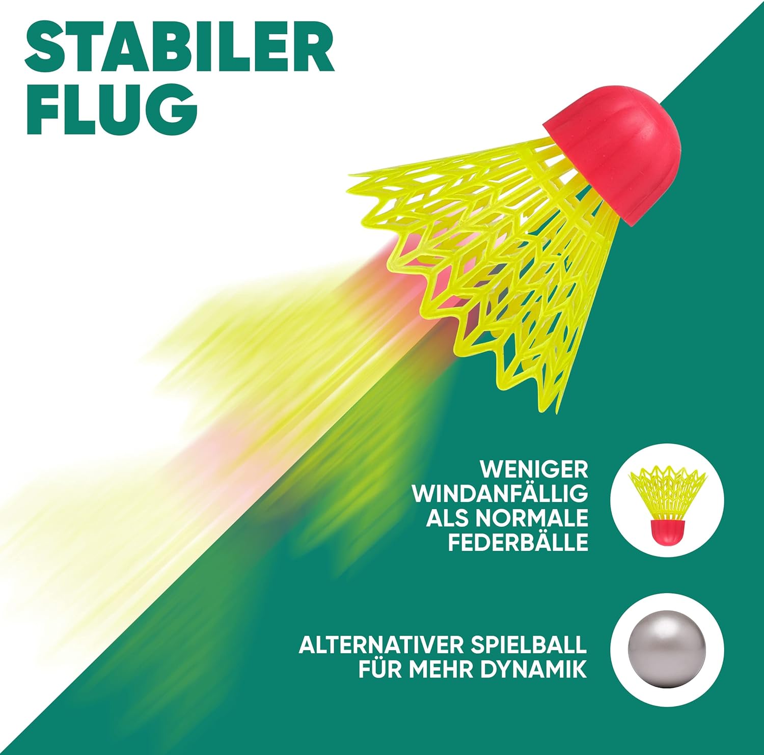 Apollo - Speed Badminton Set - inkl. Tasche, 2x Schläger, Bälle - Grau Mint