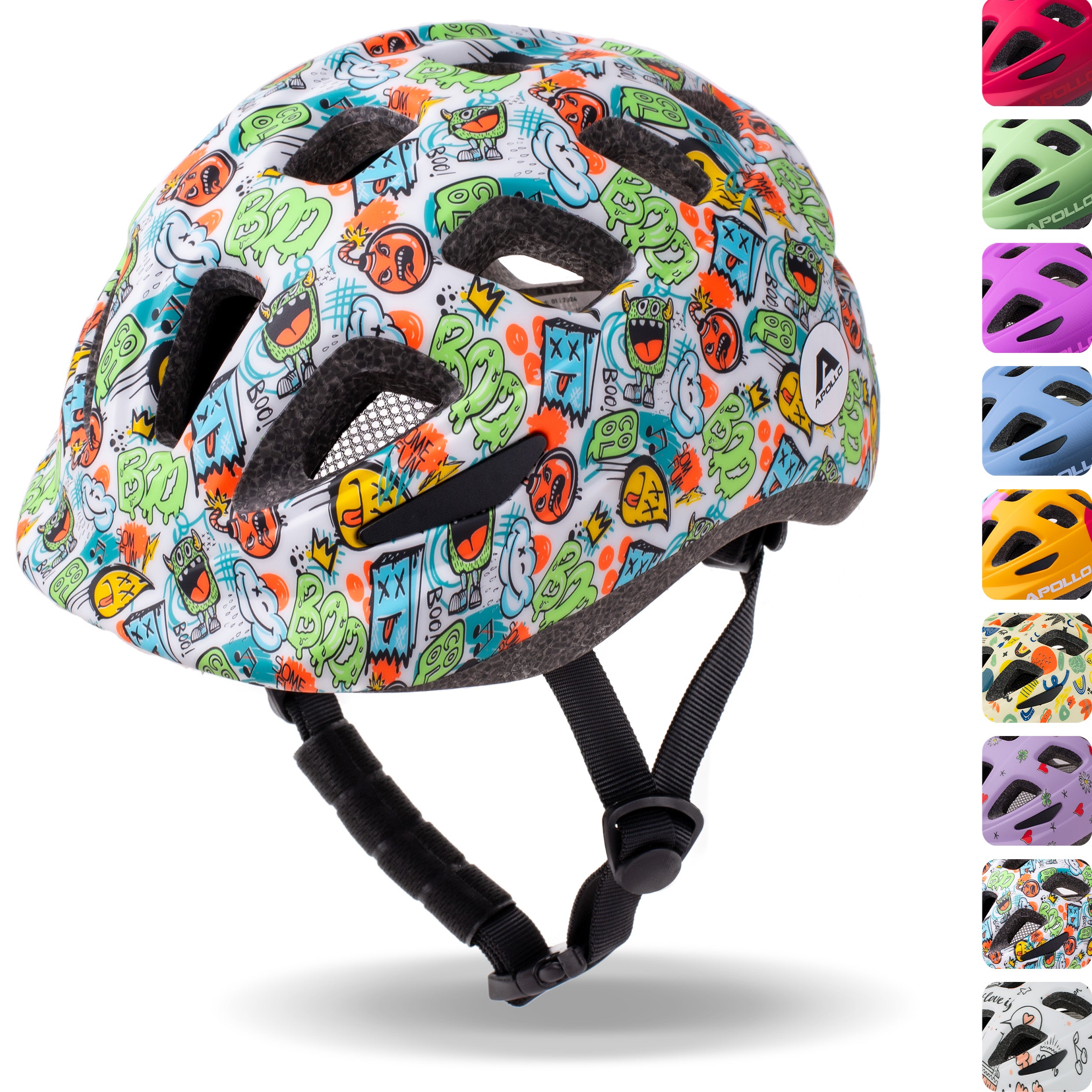 Apollo - Apollo Kinder Fahrradhelm, Helm für Kinder & Jugendliche, Multisport Helm - Monsta Mania