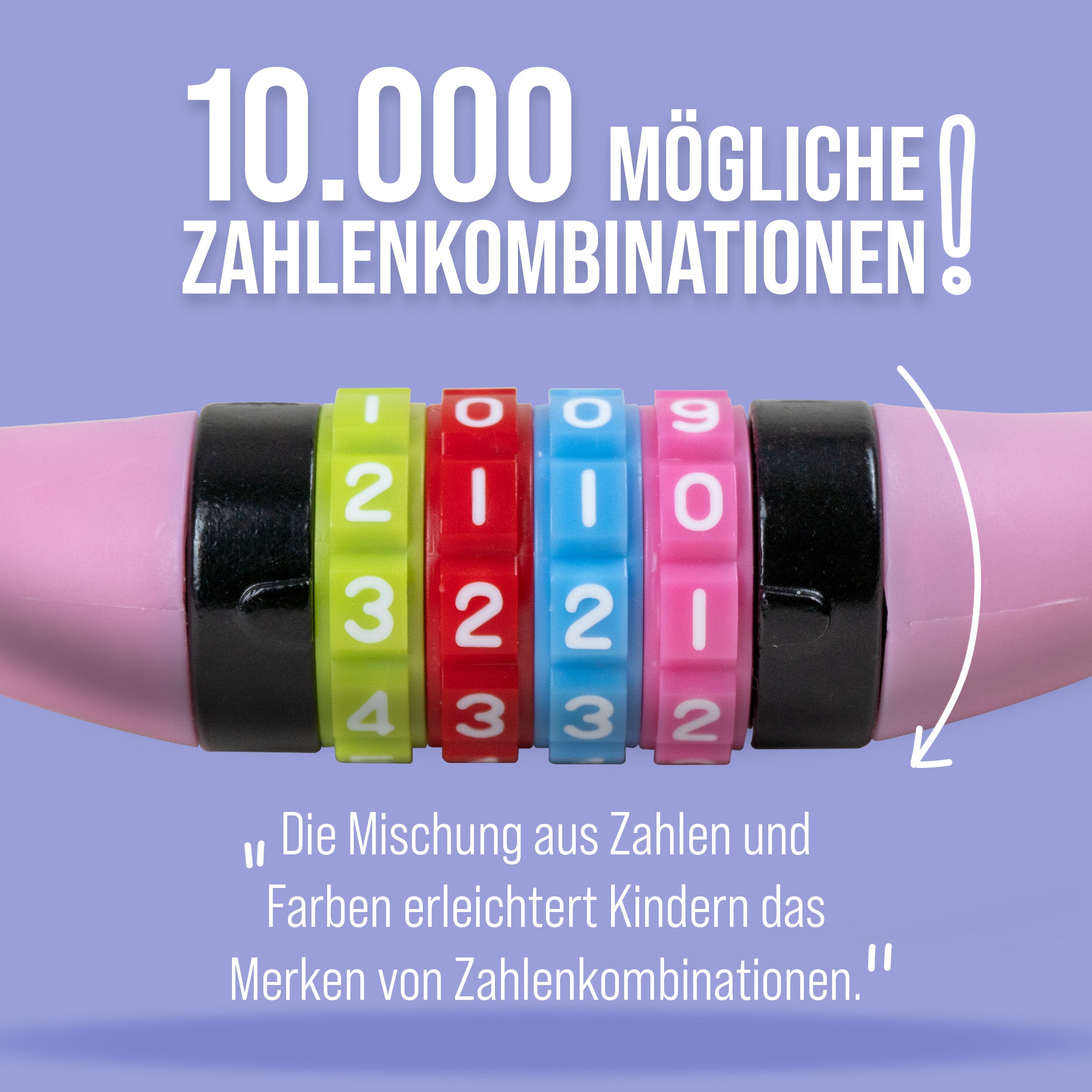 Apollo - Fahrradschloss mit Zahlen für Kinder, 10x650 mm, Scooter Schloss,Zahlenschloss - Pink