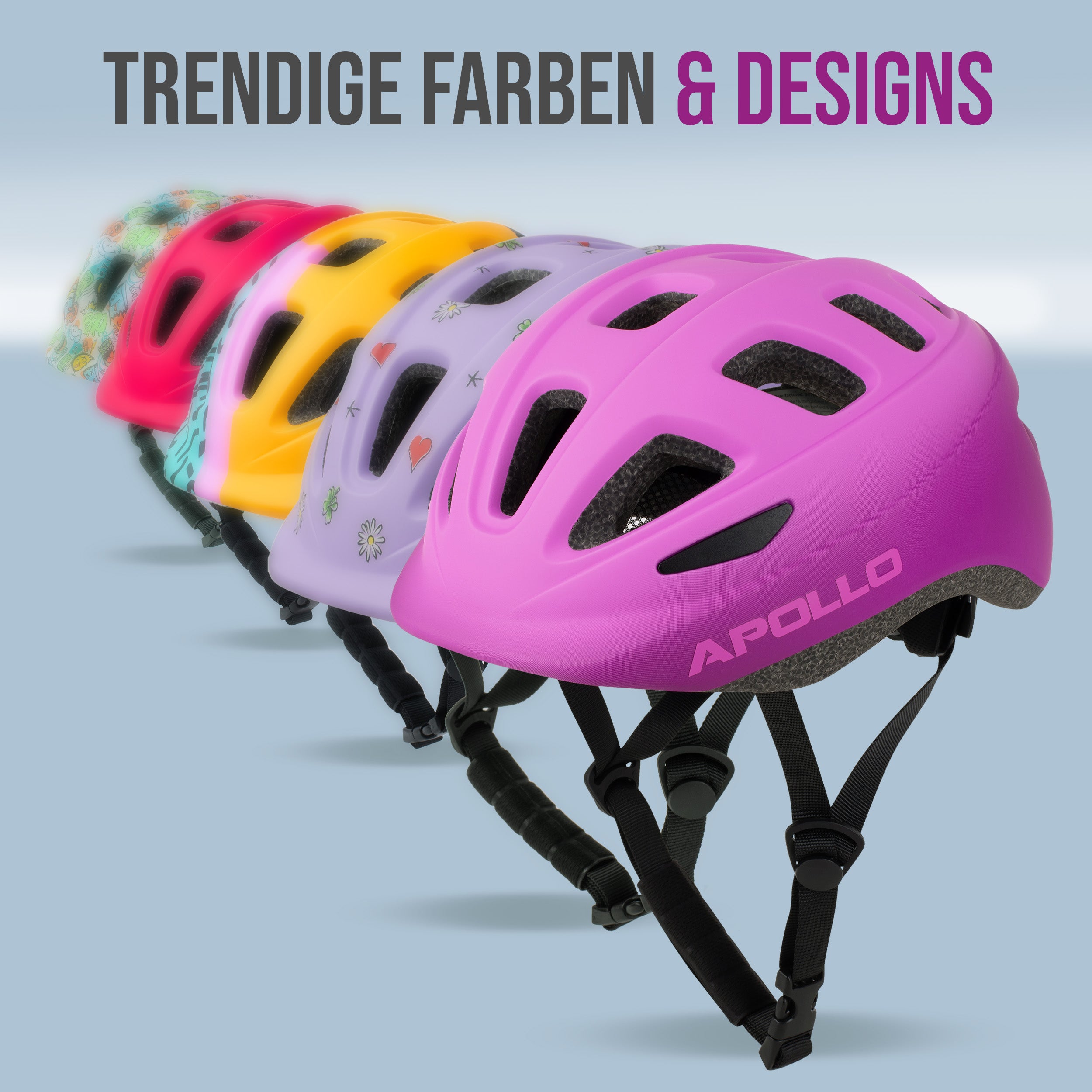 Apollo - Apollo Kinder Fahrradhelm, Helm für Kinder & Jugendliche, Multisport Helm - Pink Fade