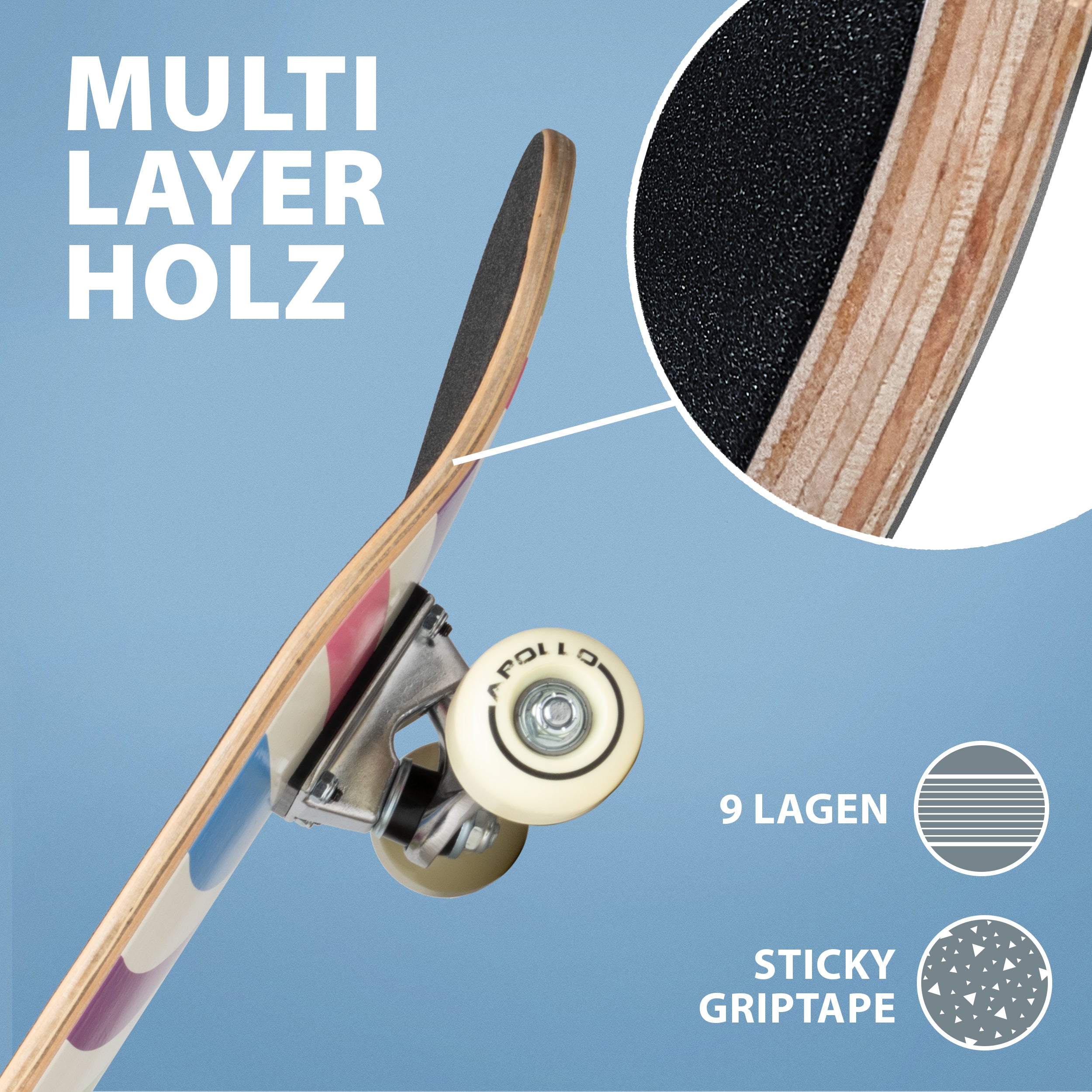 Apollo Funsport - Kinder Skateboard - Retro Colors - 71 cm -