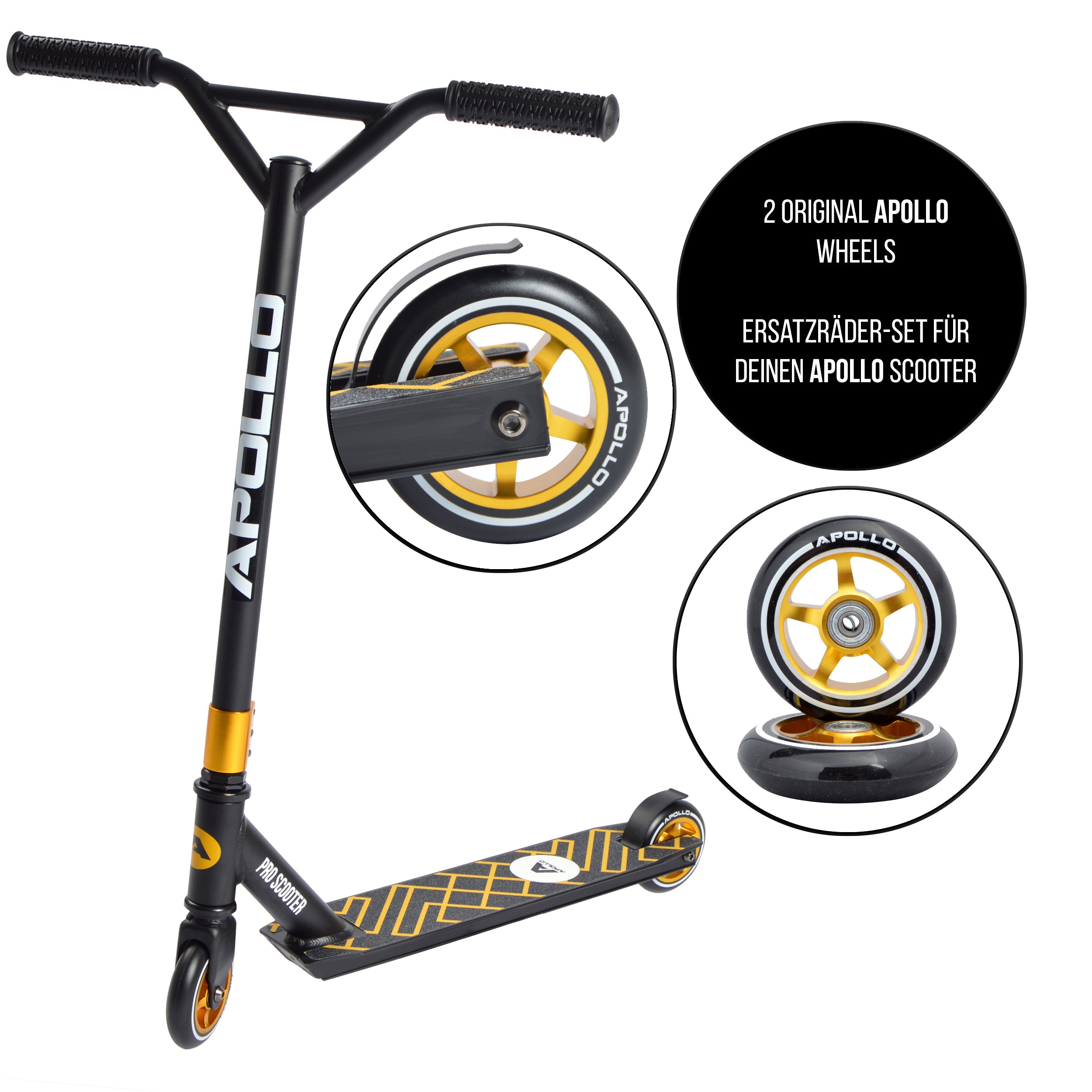 Apollo - Stunt Scooter 100mm ALU / PP Core Wheel Set - Gold - ALU Core