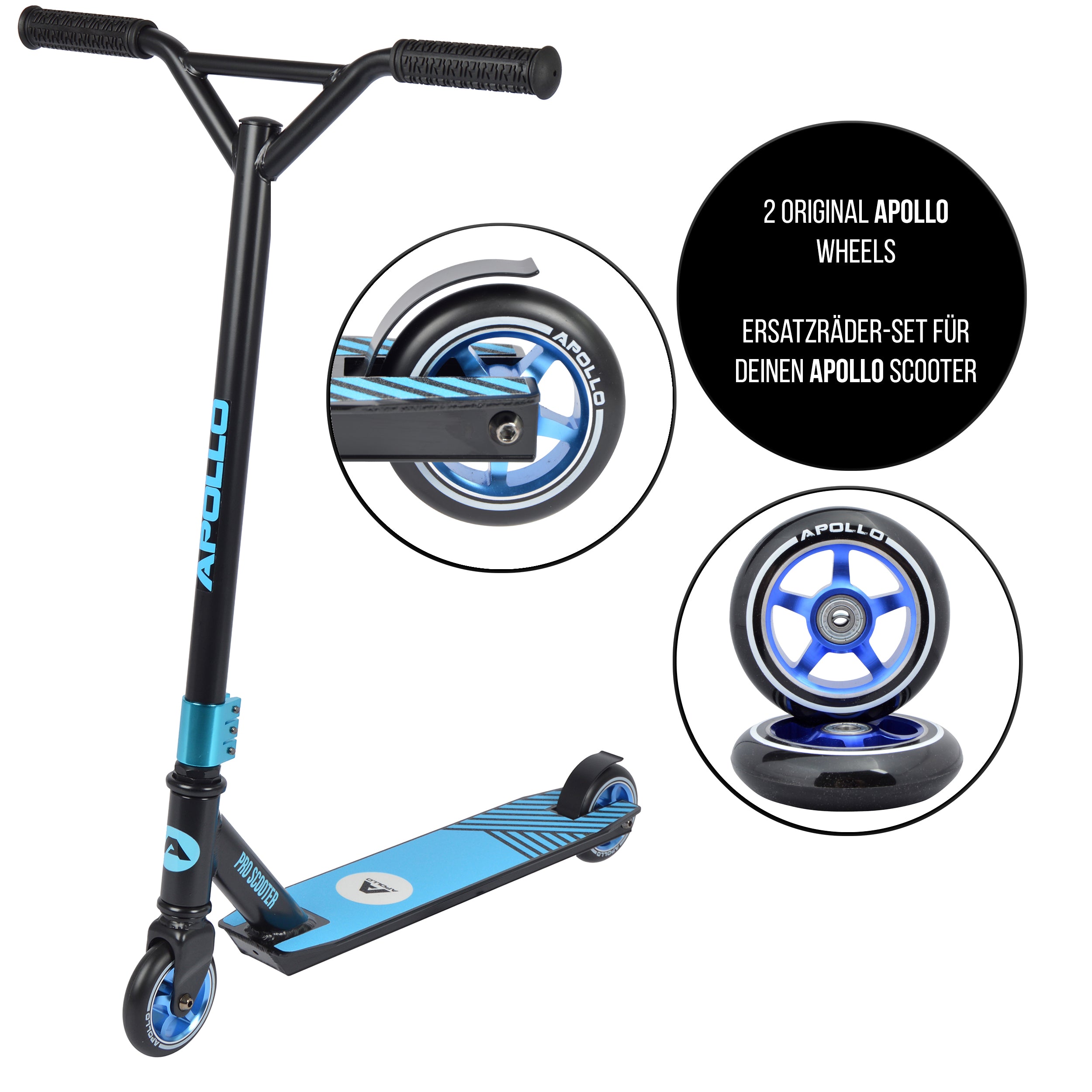 Apollo - Stunt Scooter 100mm ALU / PP Core Wheel Set - Blau - ALU Core