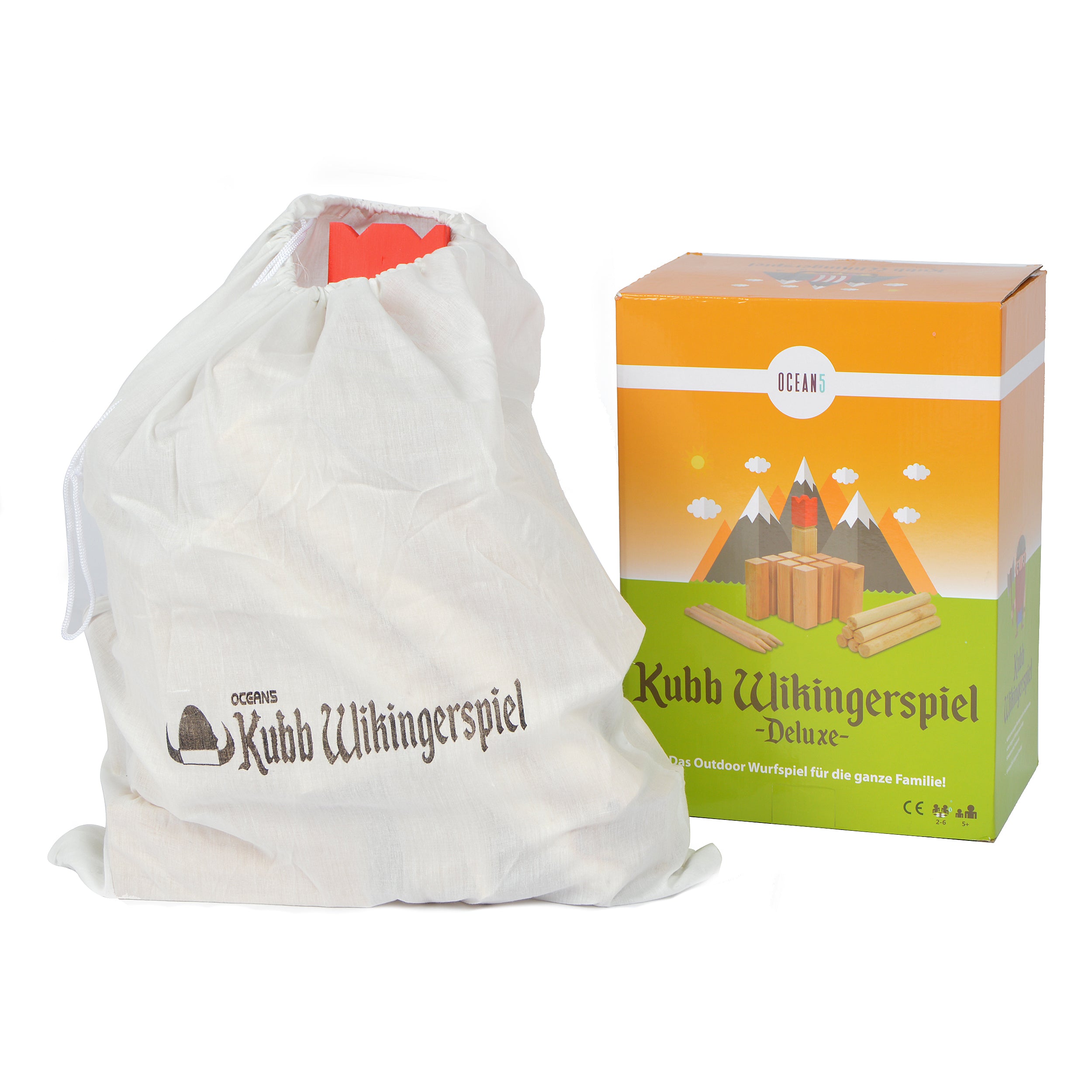 Ocean5 - Kubb - Original Wikinger Wurfspiel - Holz Schach Kegel Spiel von Ocean5 - Kubb - Deluxe - 30 x 7 cm (H B)