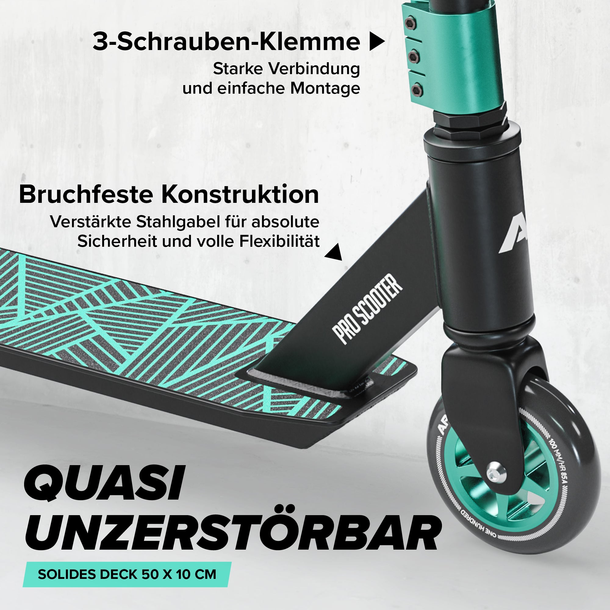 Apollo - Stunt Scooter - Genius Pro Robuster Kinder Scooter mit ABEC 9 Kugellager - Schwarz Grün