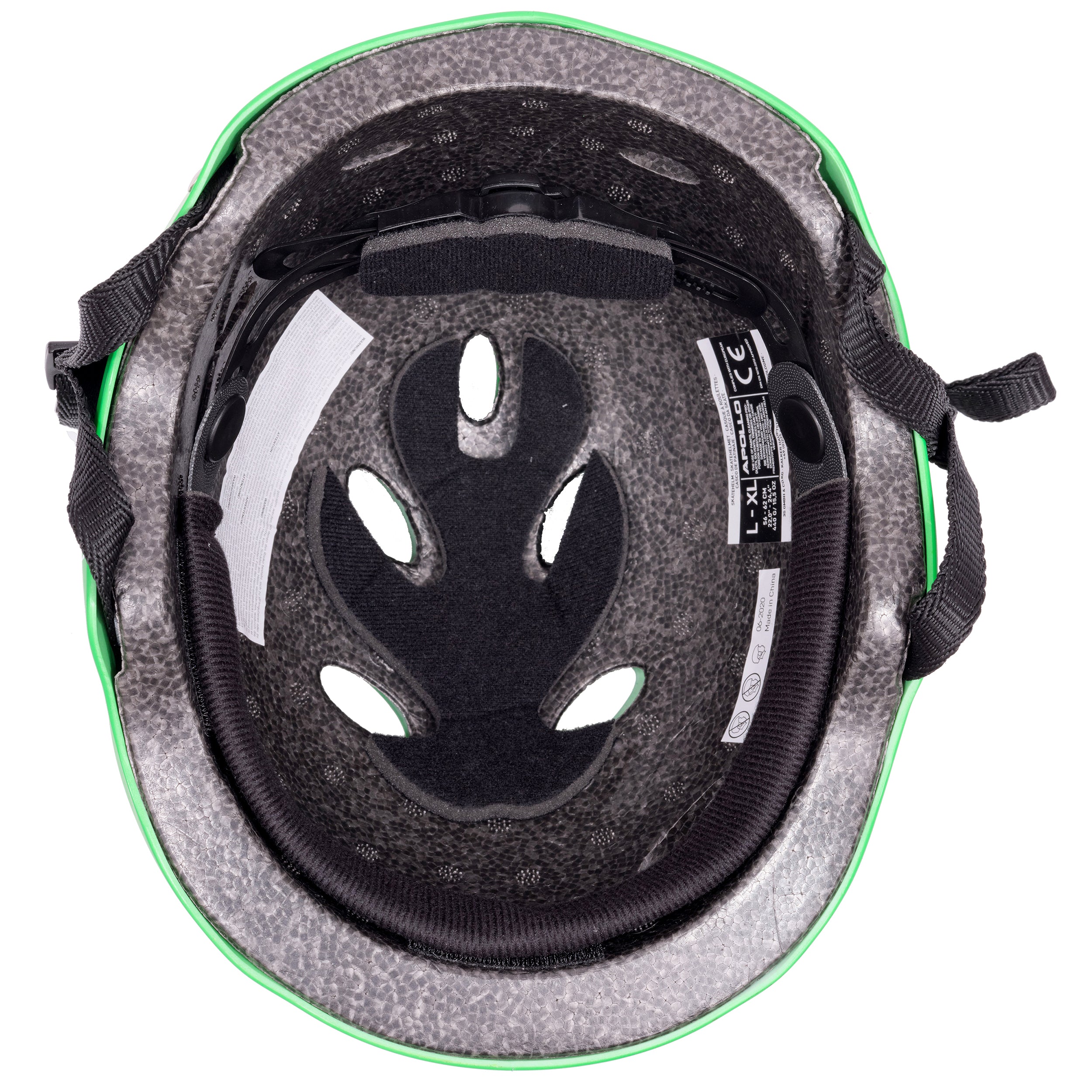 Apollo - Skaterhelm Herren, Damen und Kinder, Kinderfahrradhelm verstellbar Broken Green -
