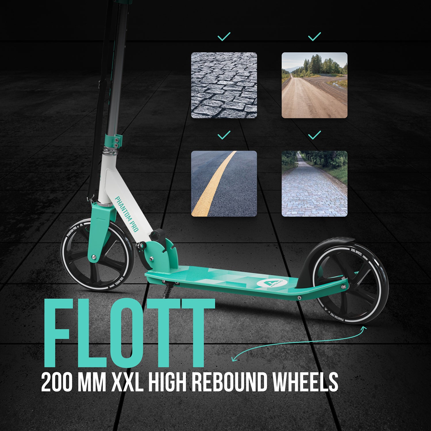 Apollo - Klappbarer City Roller für Kinder "Phantom" höhenverstellbarer Tretroller - Mint