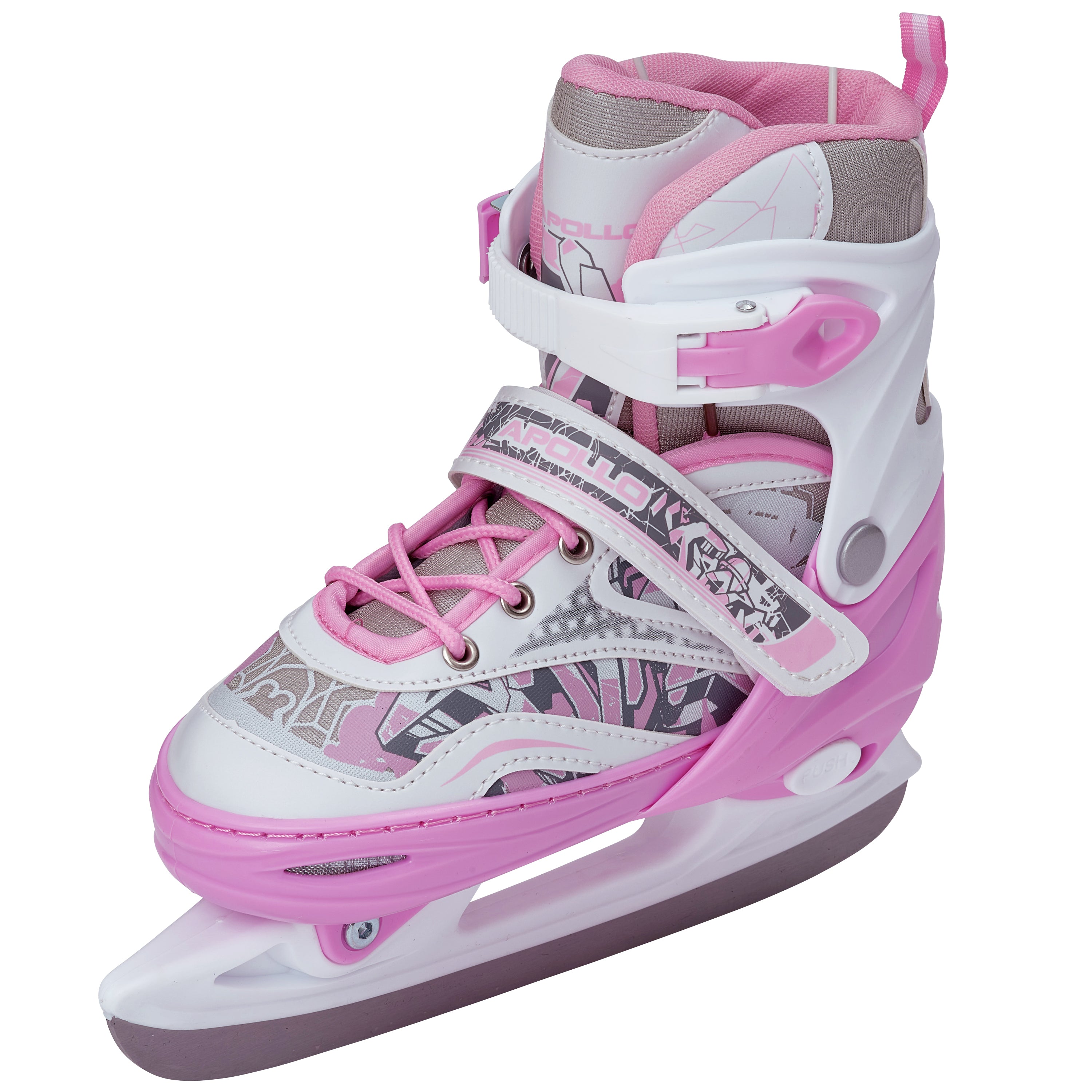 Apollo - Ice Skates X Pro verstellbare Schlittschuhe für Damen & Kinder - Weiß/Pink -