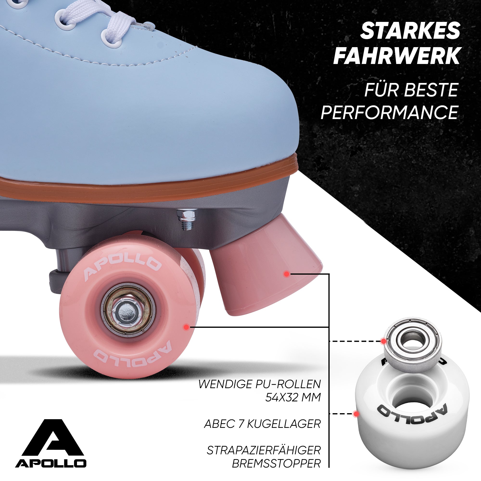 Apollo - Classic Roller Rollschuhe für Kinder und Erwachsene - Nightfever blue -