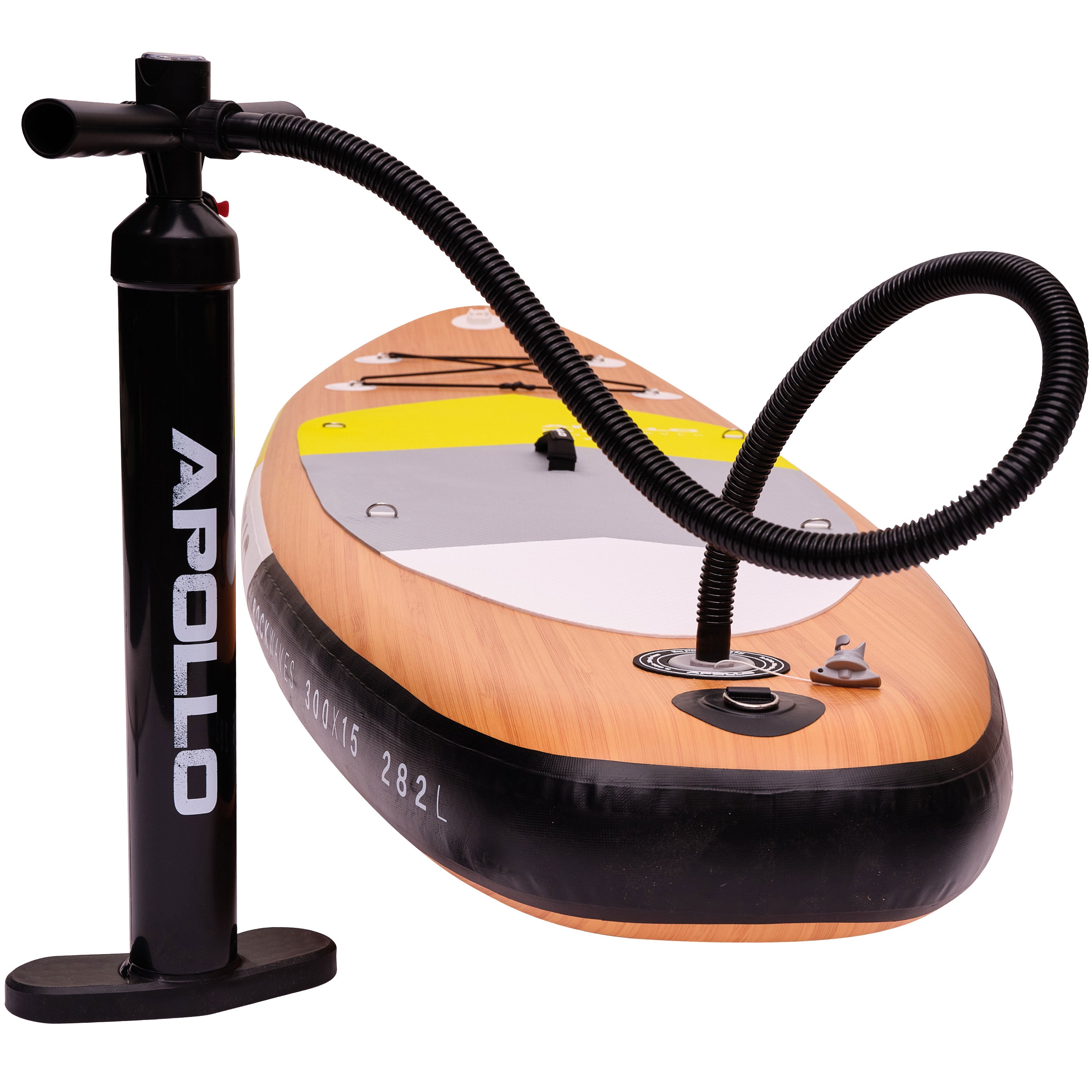 Apollo Funsport - SUP Board Komplett-Set Aufblasbares Stand Up Paddle Board - Wood - Wood Yellow