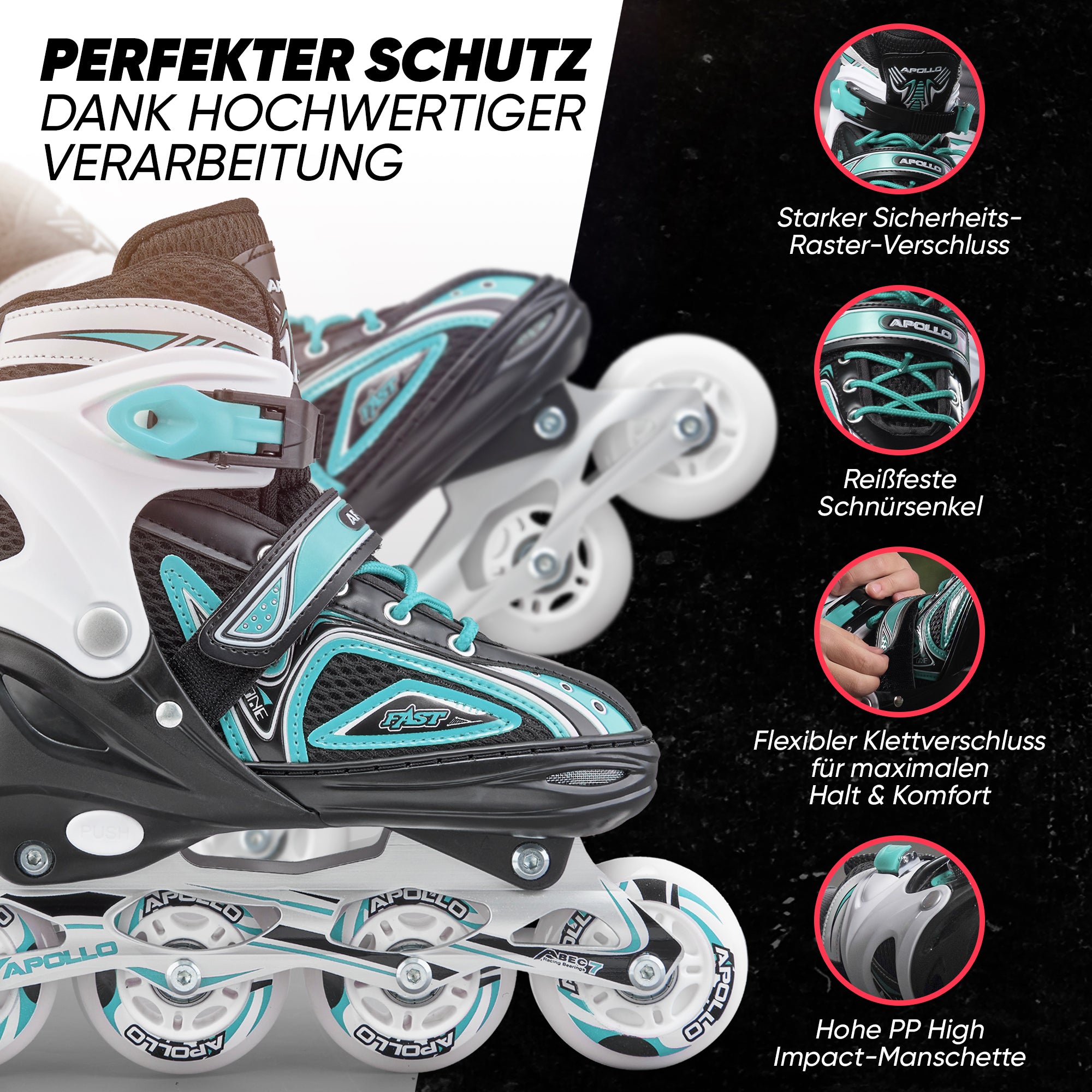 Apollo - Super Blade größenverstellbare Inlineskates - Türkis -