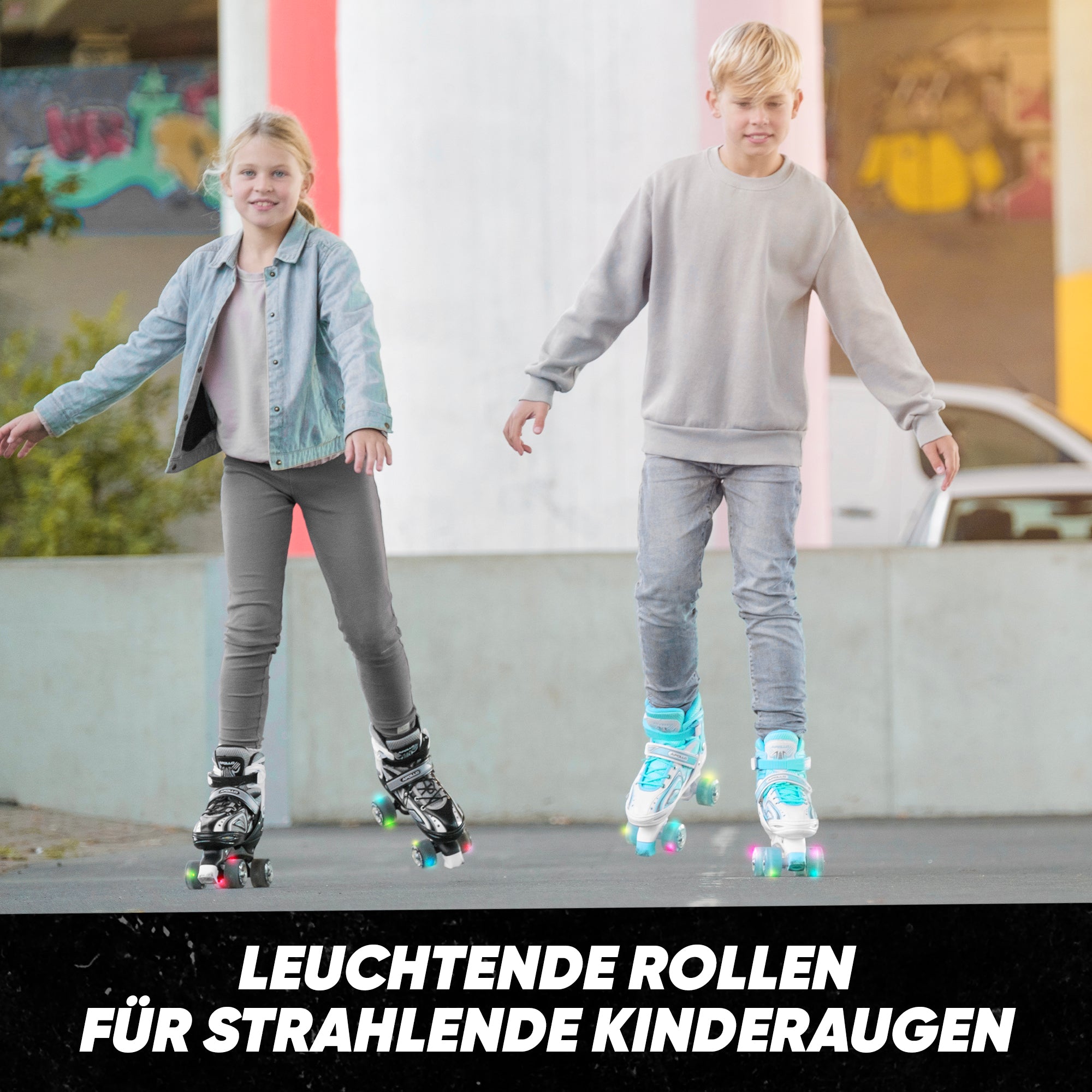 Apollo - Super Quad größenverstellbare verstellbare Rollschuhe für Kinder - Schwarz -