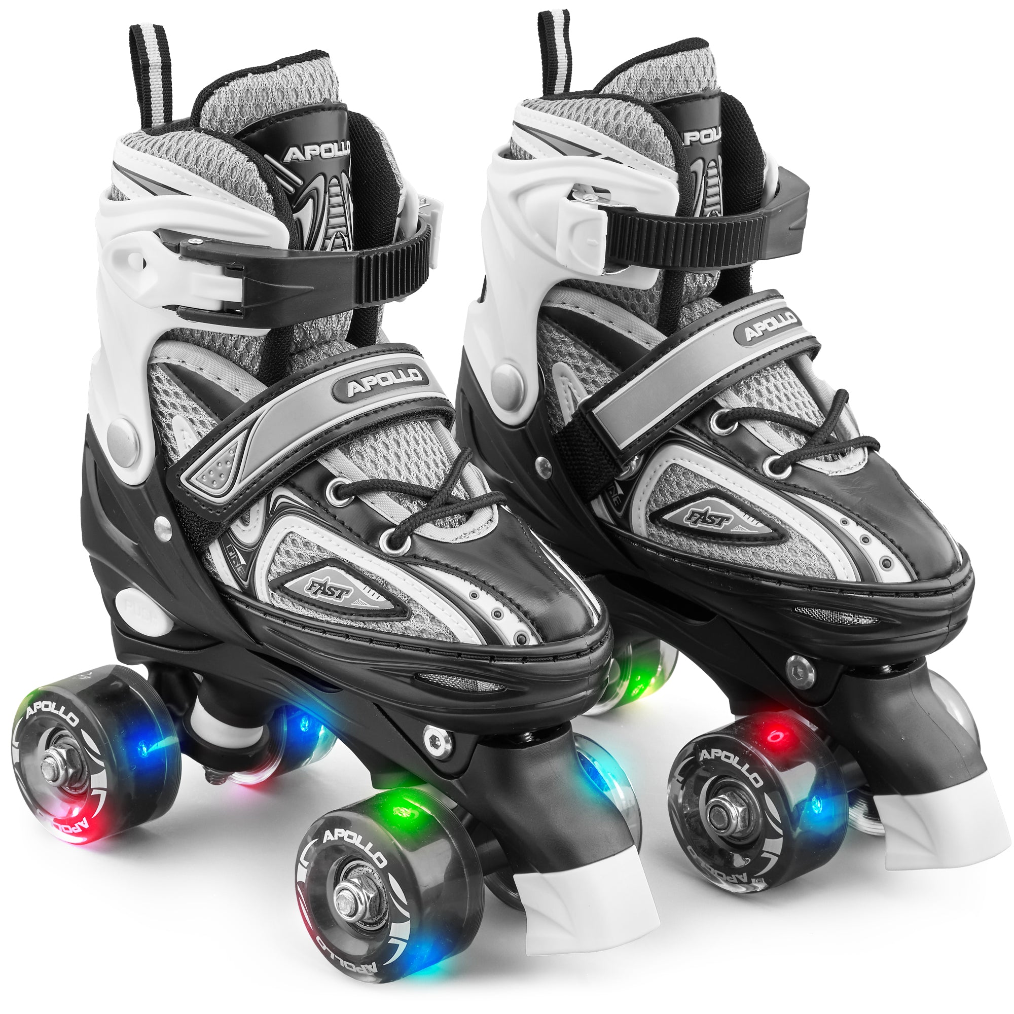 Apollo - Super Quad größenverstellbare verstellbare Rollschuhe für Kinder - Schwarz -