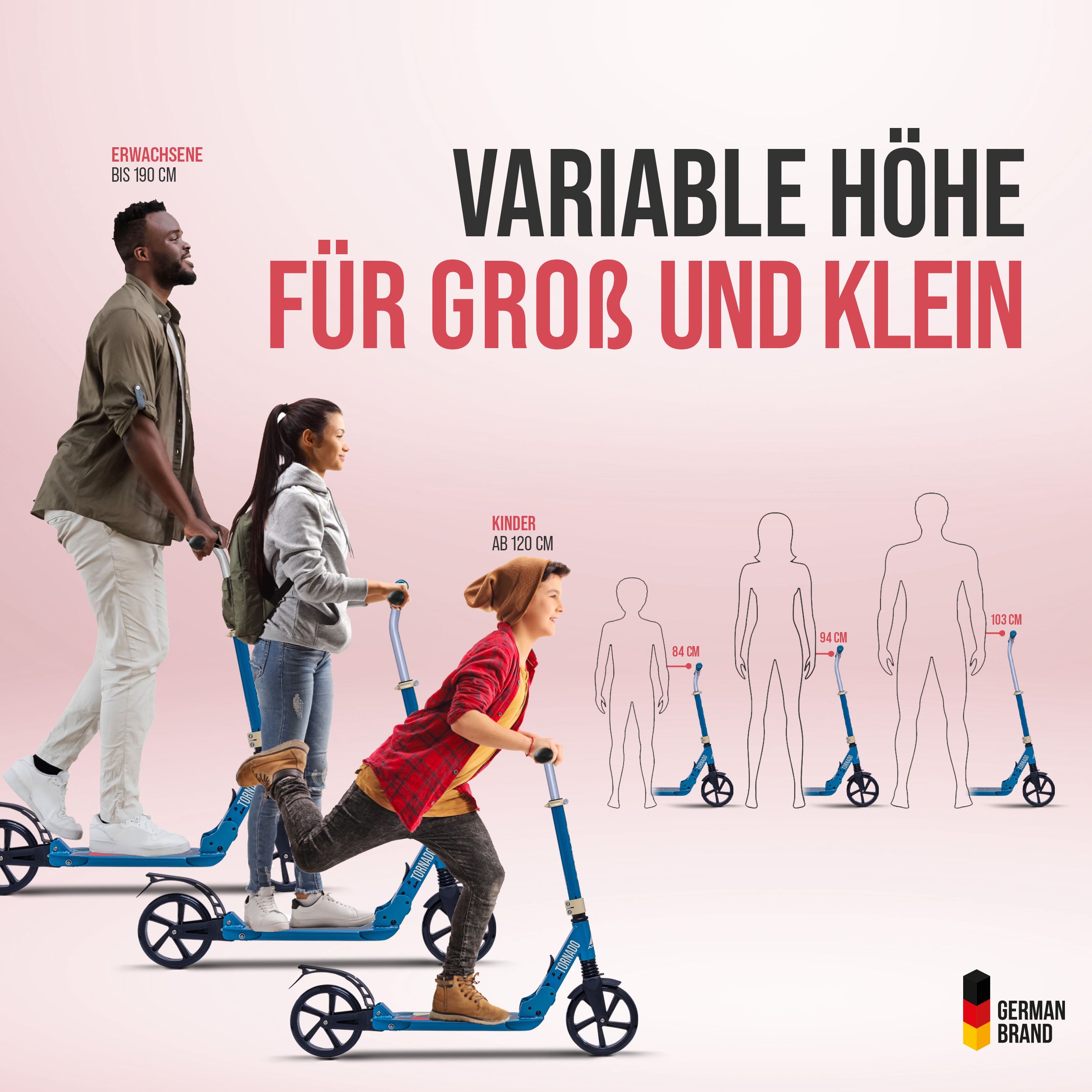 Apollo - High End Scooter Erwachsene - "Tornado 2.0" Cityroller Kinder ab 7 Jahre - Türkis