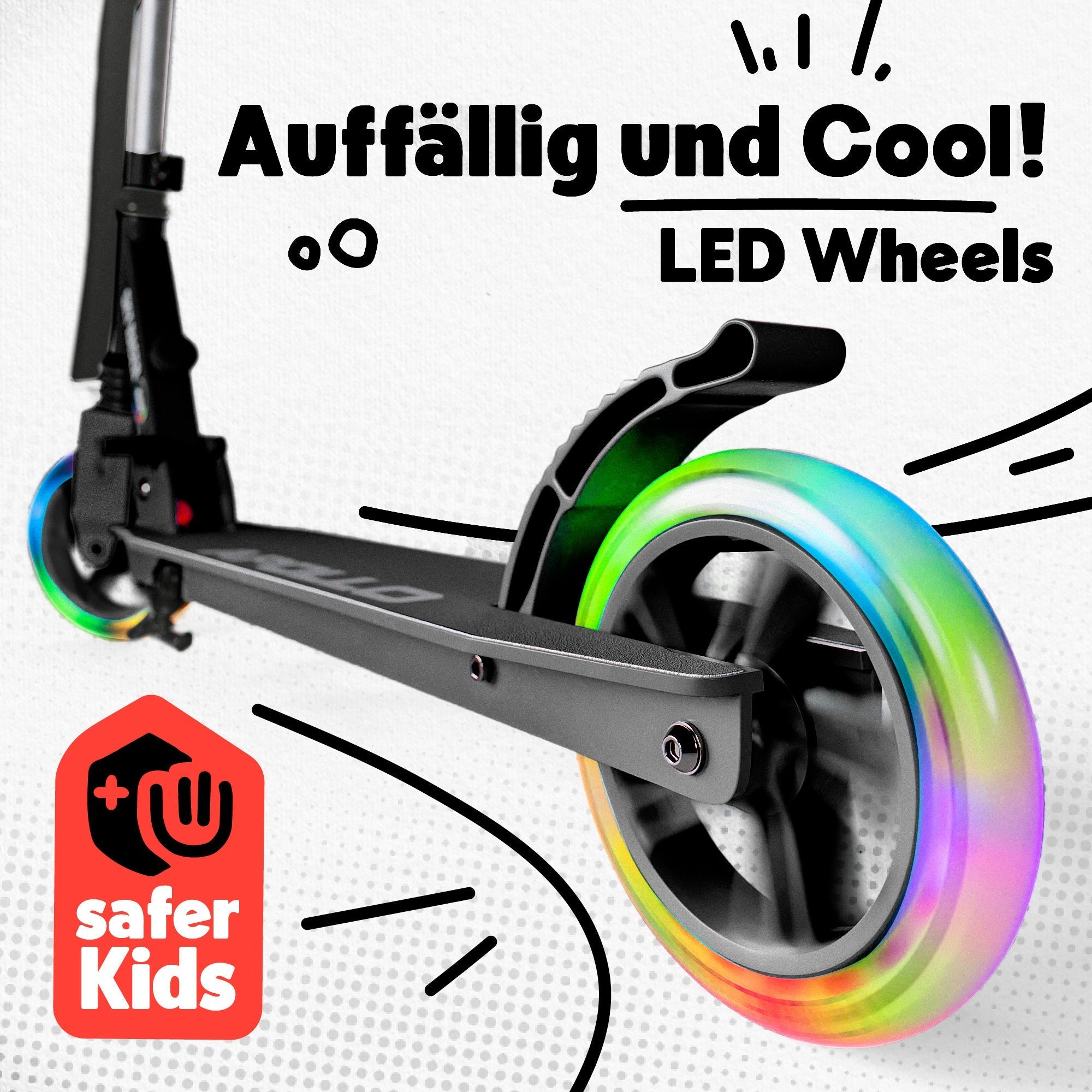 Apollo - 145mm City Scooter mit Federung "Skyracer" klappbar und höhenverstellbar - Schwarz