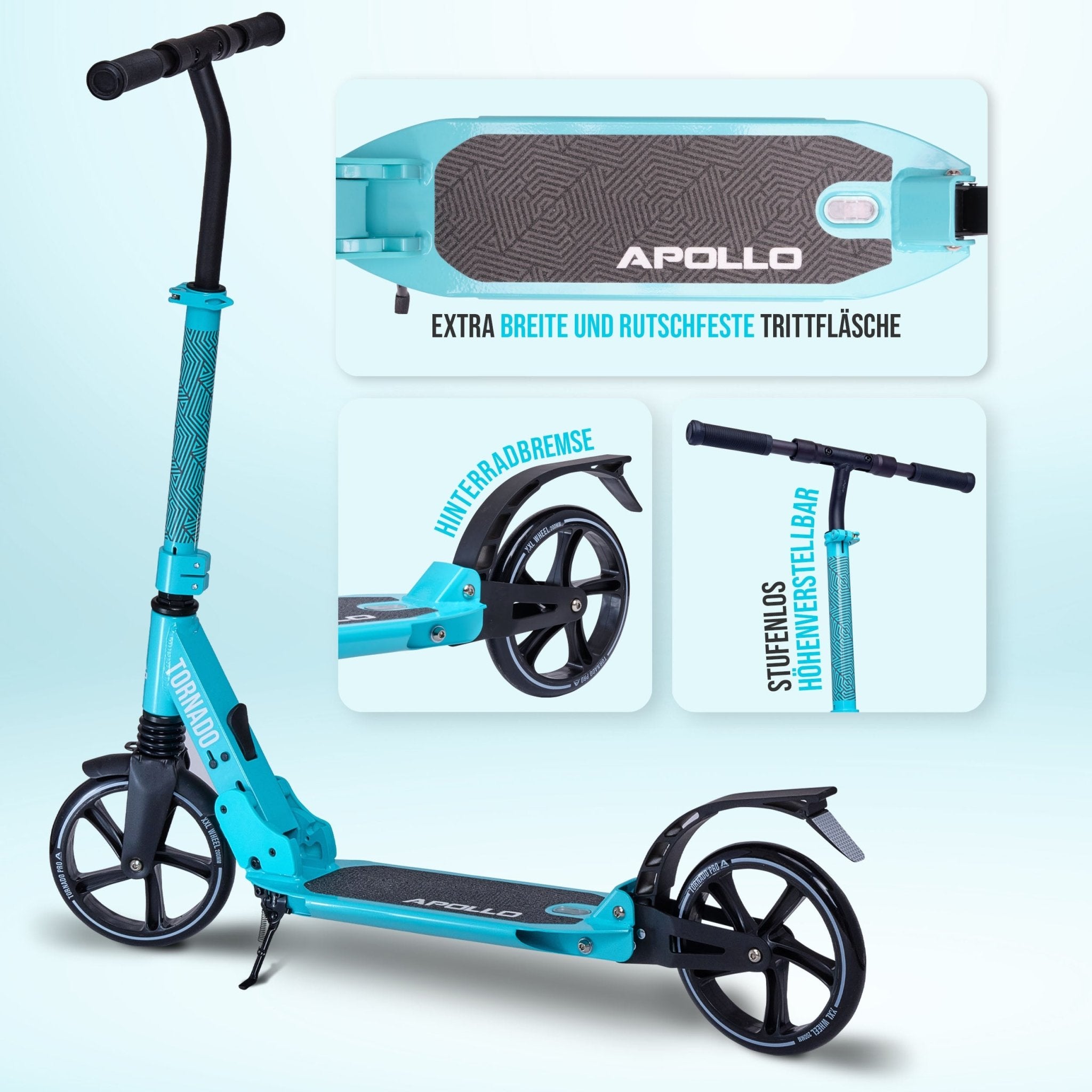Apollo - High End Scooter Erwachsene - "Tornado 2.0" Cityroller Kinder ab 7 Jahre - Mint