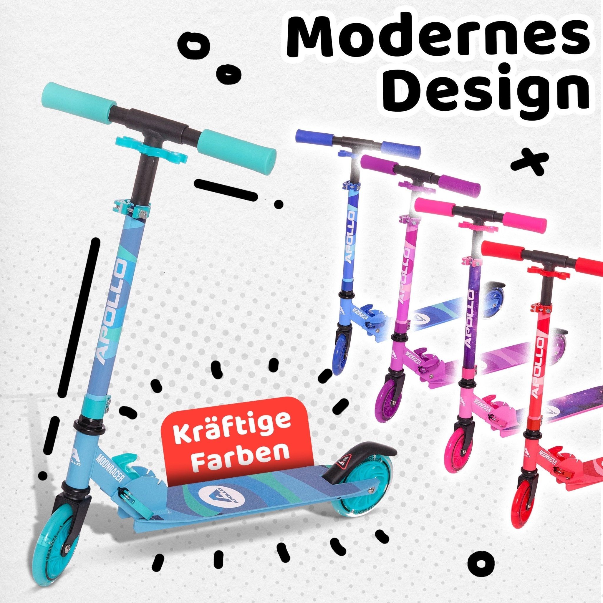 Apollo - Scooter LED - "Moonracer" City Scooter Kinder mit Federung - Mint