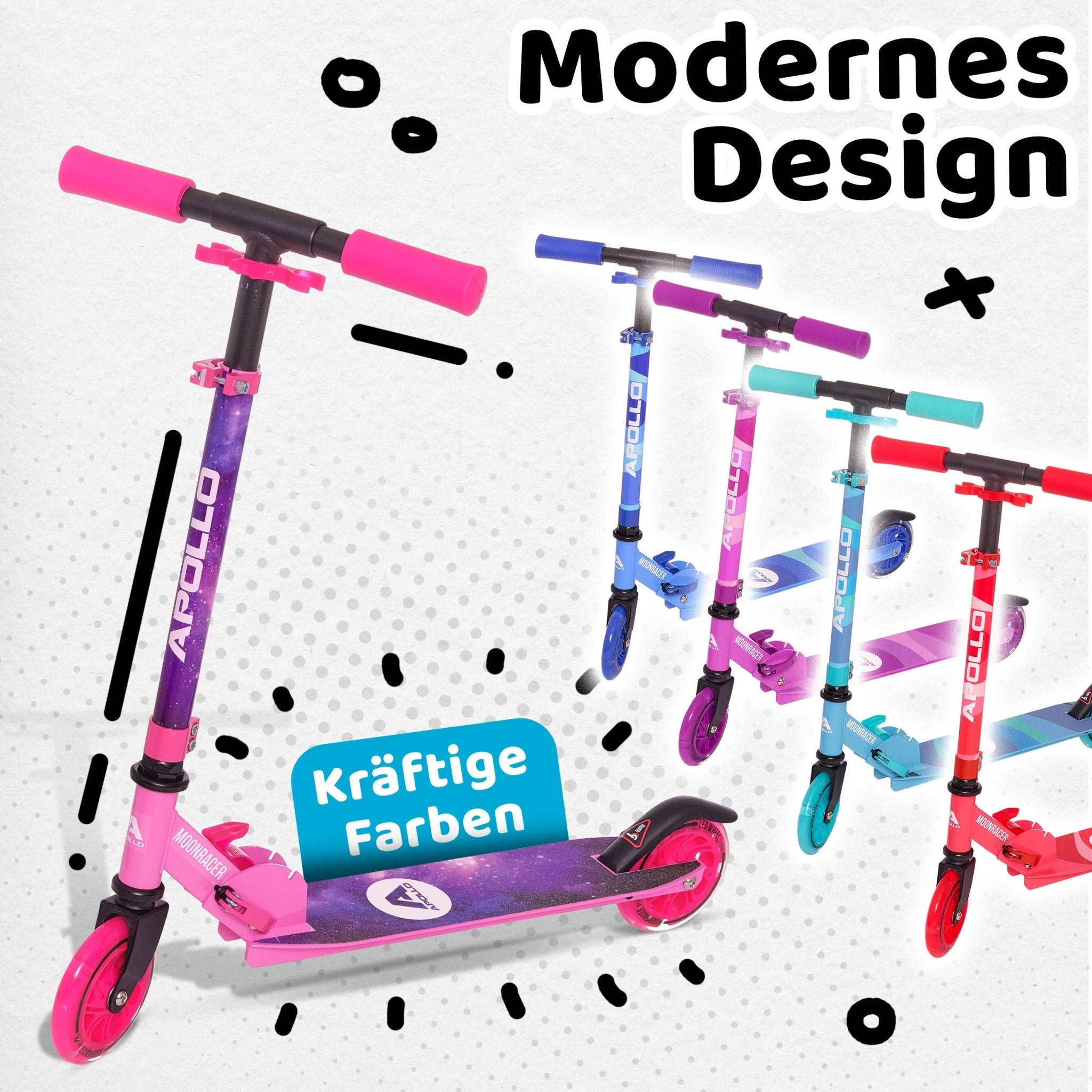 Apollo - Scooter LED - "Moonracer" City Scooter Kinder mit Federung - Stars