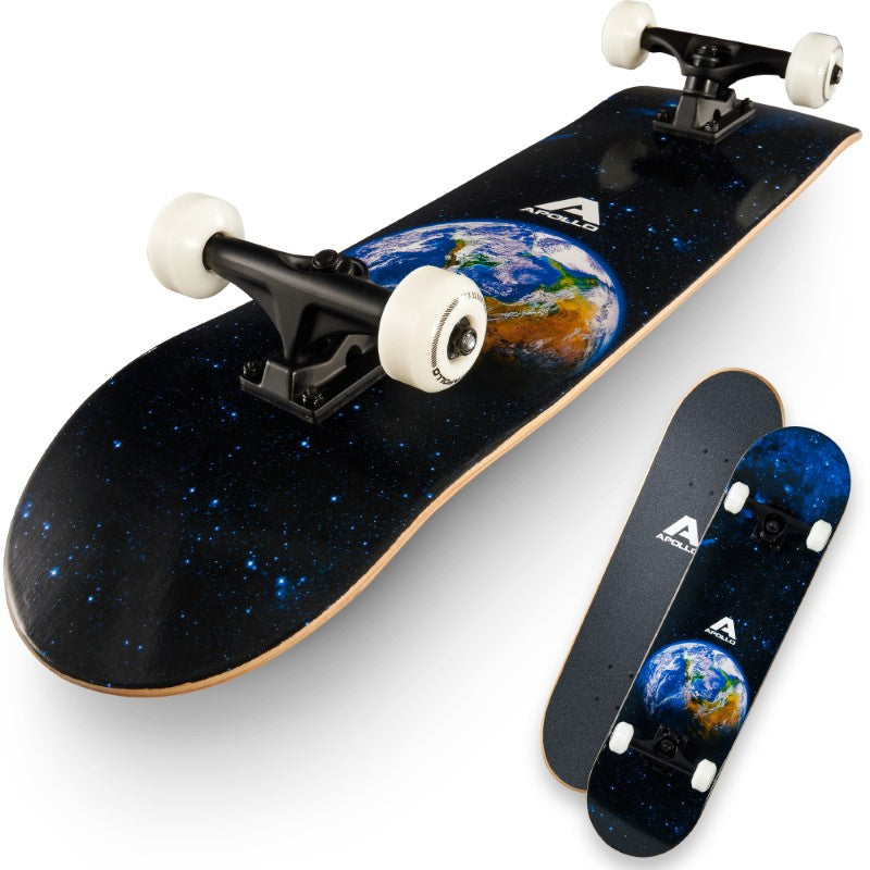 Apollo - Skateboard - Earth - 7-lagiges Holz-Komplettboard mit ABEC 7 -