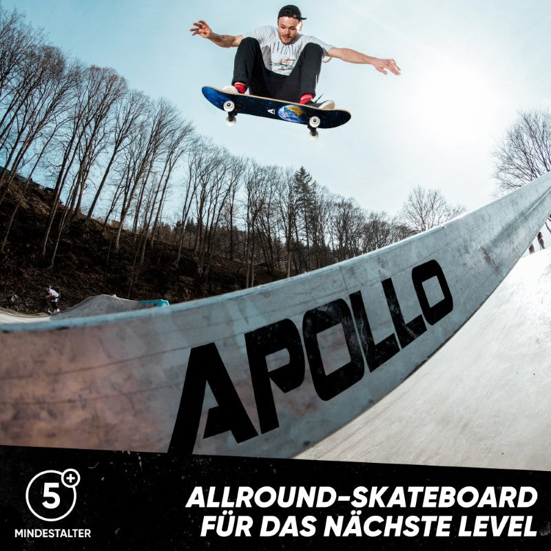 Apollo - Skateboard - Earth - 7-lagiges Holz-Komplettboard mit ABEC 7 -