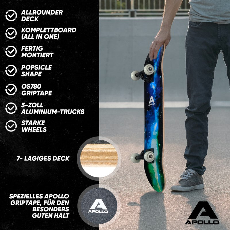 Apollo - Skateboard - Galaxy - 7-lagiges Holz-Komplettboard mit ABEC 7 -