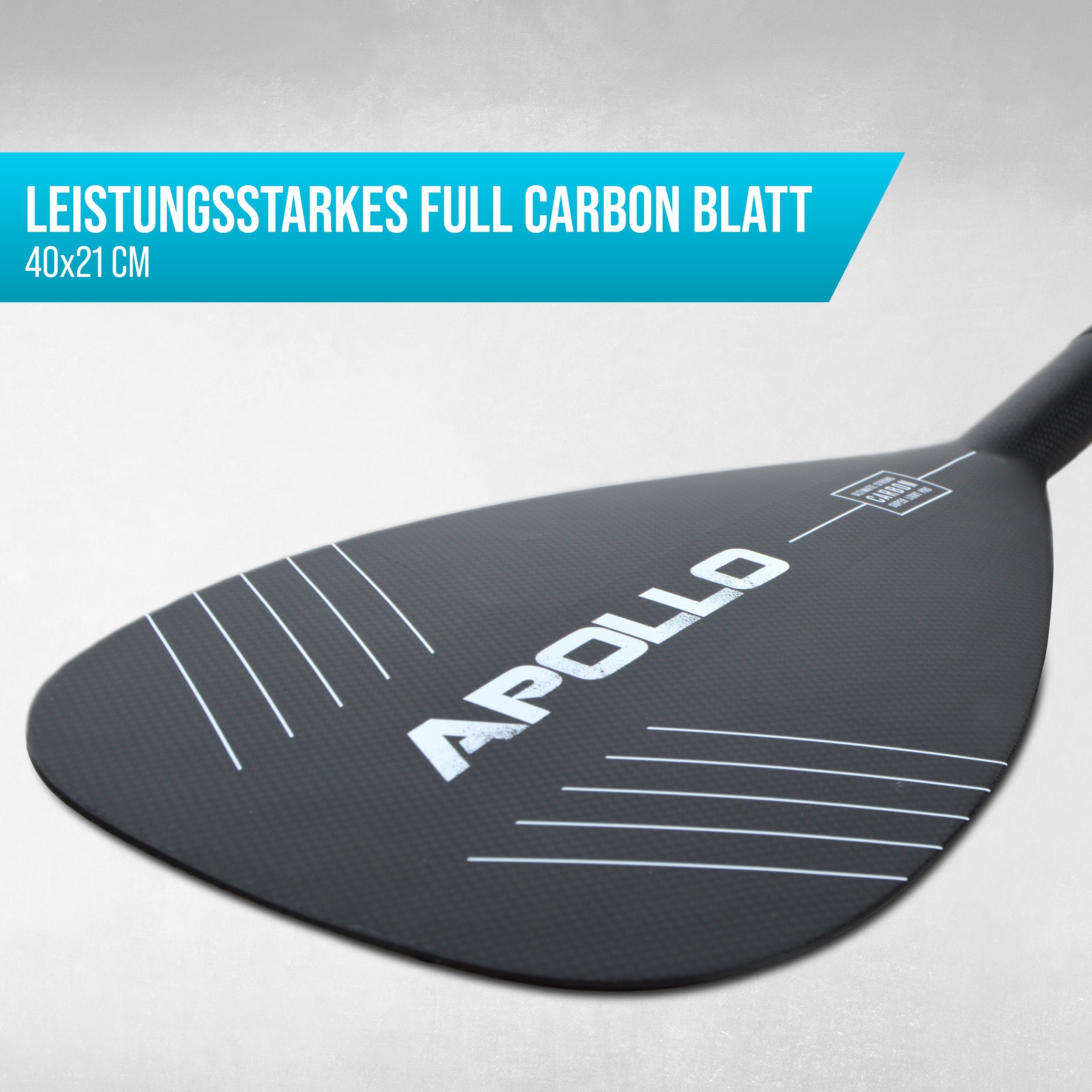 Apollo - Apollo SUP Paddel - 3 teiliges Stechpaddel aus Carbon und Fiberglas - Full Carbon Paddel
