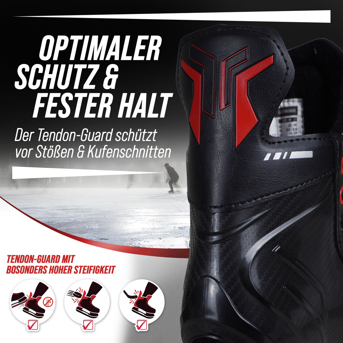 Apollo Funsport - Champion Skate Adjustable - verstellbare Hockey Style Schlittschuhe - Schwarz Rot
