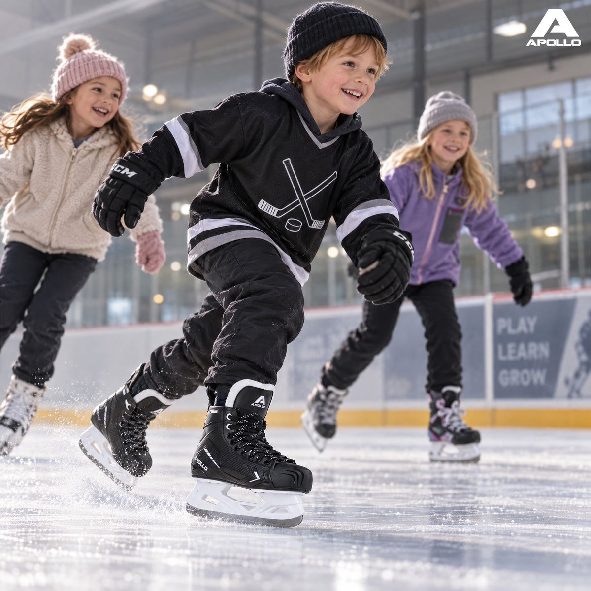 Apollo Funsport - Champion Skate Adjustable - verstellbare Hockey Style Schlittschuhe - Schwarz Weiß