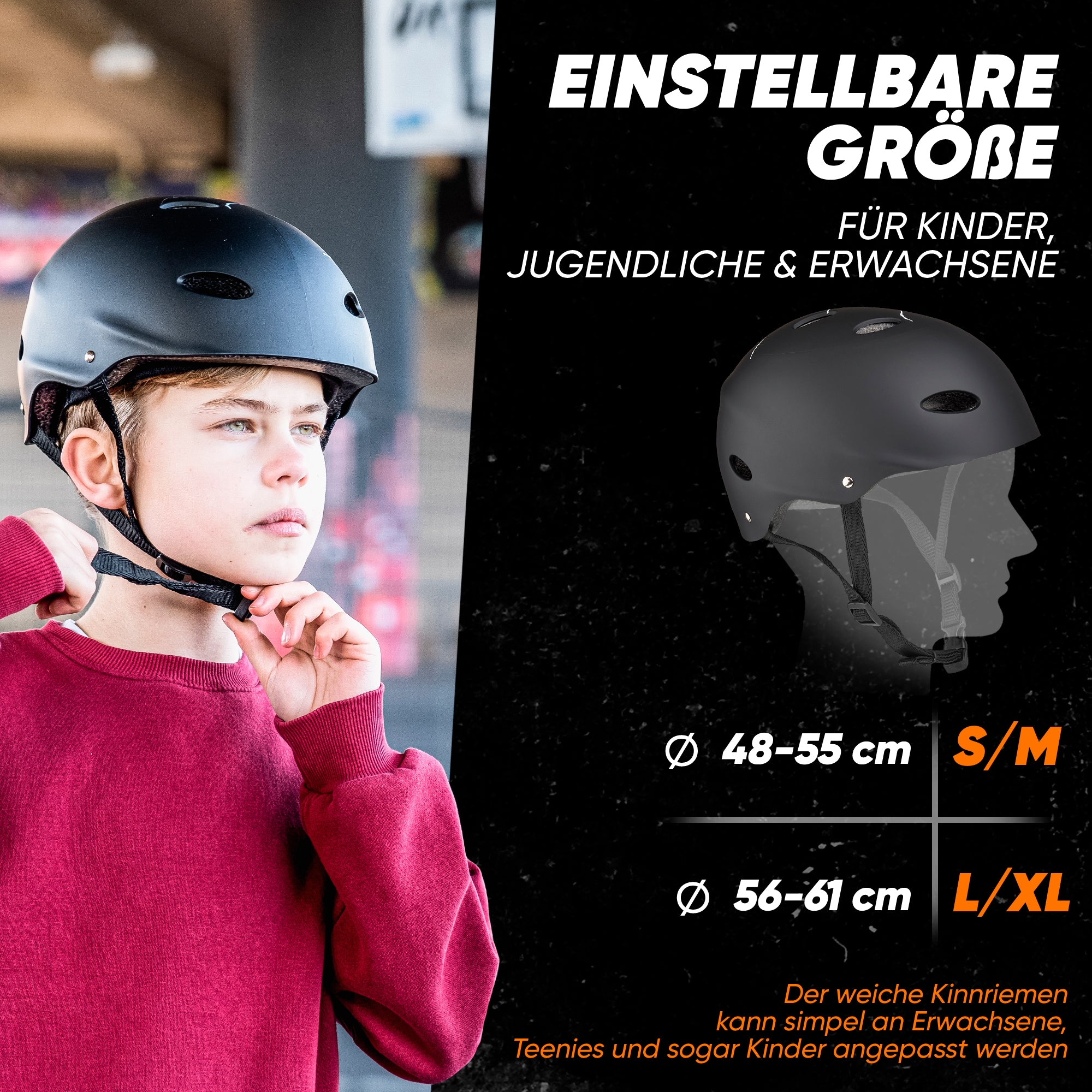 Apollo - Skatehelm, Multi Sport Helm Herren, Damen, Kinder, Kinderfahrradhelm verstellbar - Broken