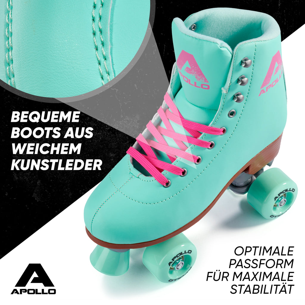 Apollo - Classic Roller Rollschuhe für Kinder und Erwachsene - Lagoon LED - L (39-42)