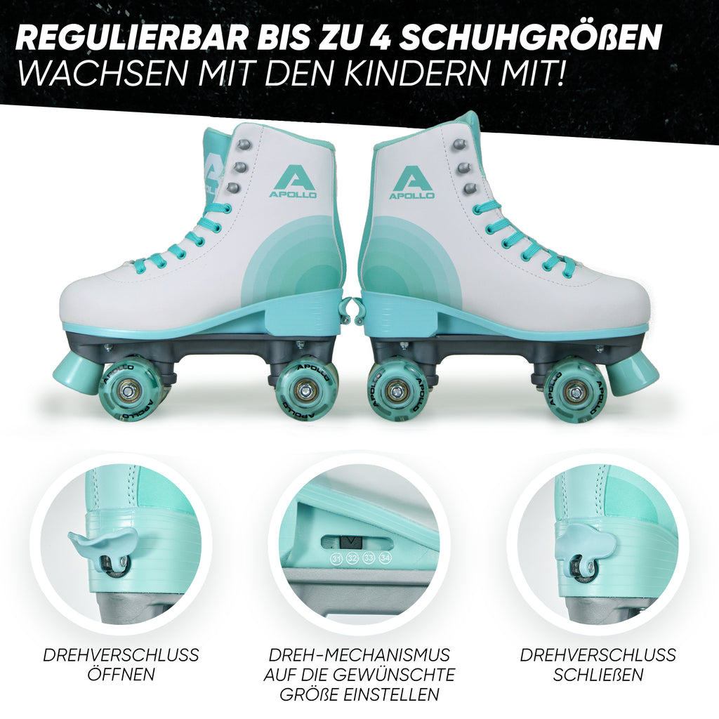 Apollo Funsport - Classic Roller Rollschuhe für Kinder und Erwachsene - Disco Time LED - L (39-42)