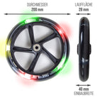 Apollo - 200 mm Ersatzräderset für City Scooter - Phantom / Spectre - LED Schwarz Transparent