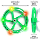Apollo - 200 mm Ersatzräderset für City Scooter - Phantom / Spectre - LED Grün Transparent