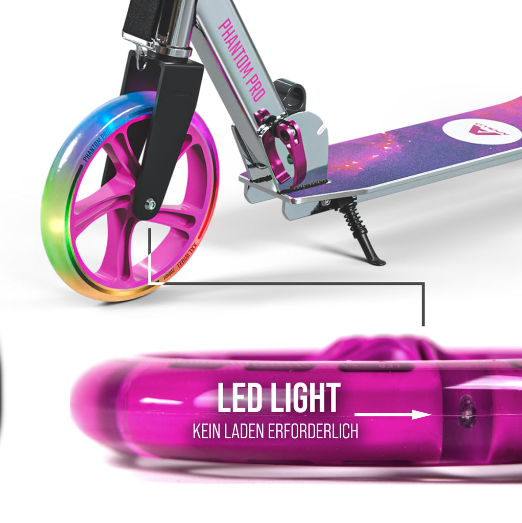Apollo - 200 mm Ersatzräderset für City Scooter - Phantom / Spectre - LED Pink Transparent