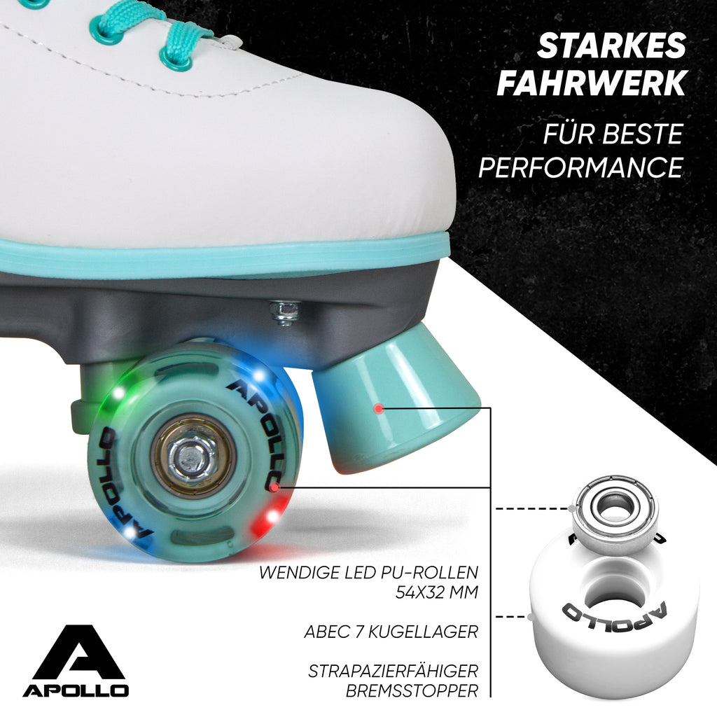 Apollo Funsport - Classic Roller Rollschuhe für Kinder und Erwachsene - Disco Time LED - L (39-42)