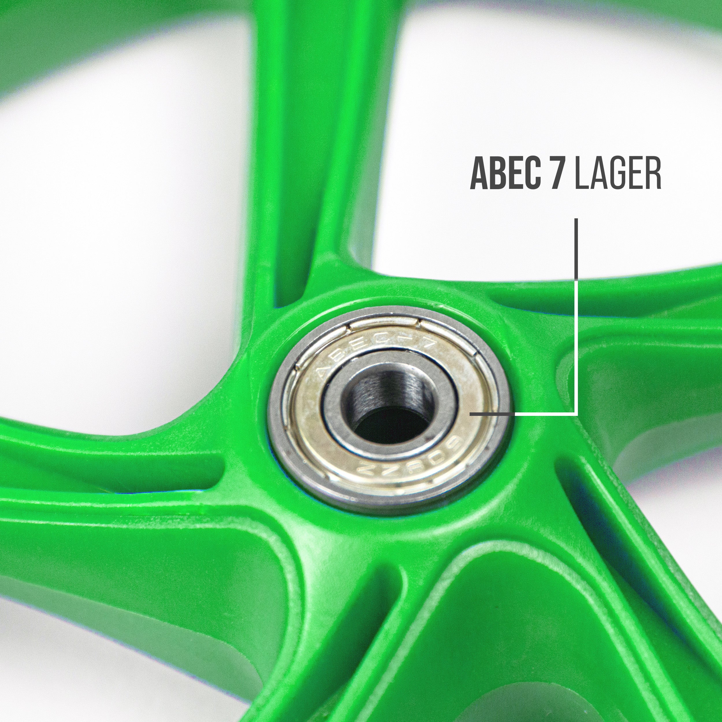 Apollo - 200 mm Ersatzräderset für City Scooter - Phantom / Spectre - LED Grün Transparent