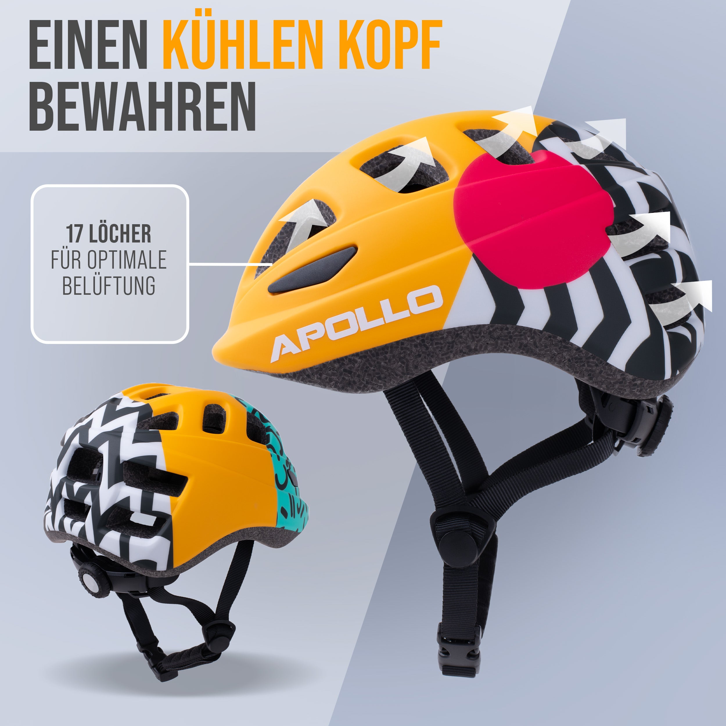 Apollo - Apollo Kinder Fahrradhelm, Helm für Kinder & Jugendliche, Multisport Helm - 90s Revival
