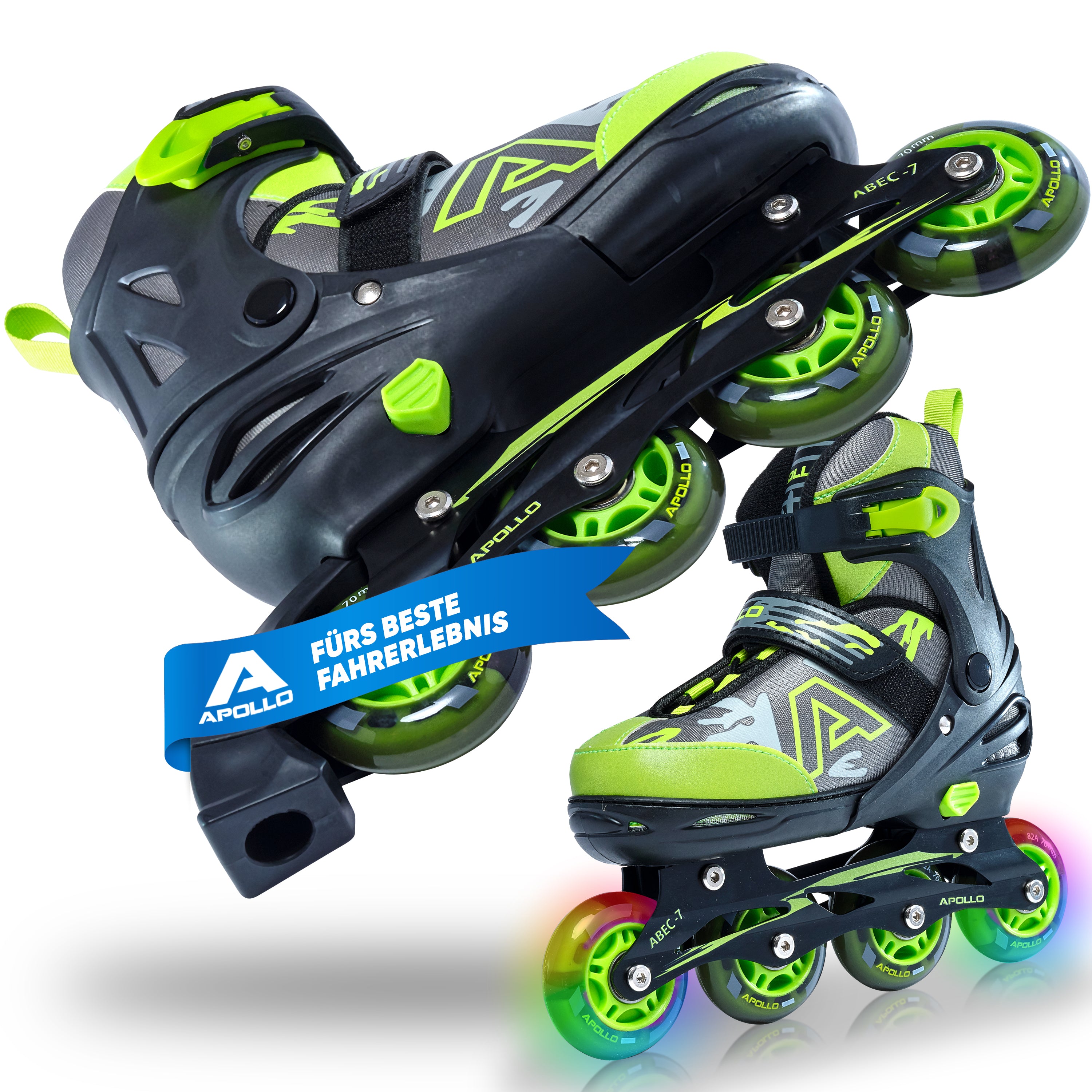 Apollo - Apollo Champion, größenverstellbare Inline Skate - Grün - Größe L (39-42) -