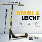 Apollo - Stunt Scooter 'Eagle' - eloxierter Profi Stuntroller mit ABEC 9 Kugellagern - Schwarz Gold