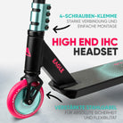 Apollo - Stunt Scooter 'Eagle' - eloxierter Profi Stuntroller mit ABEC 9 Kugellagern - Schwarz Mint Pink