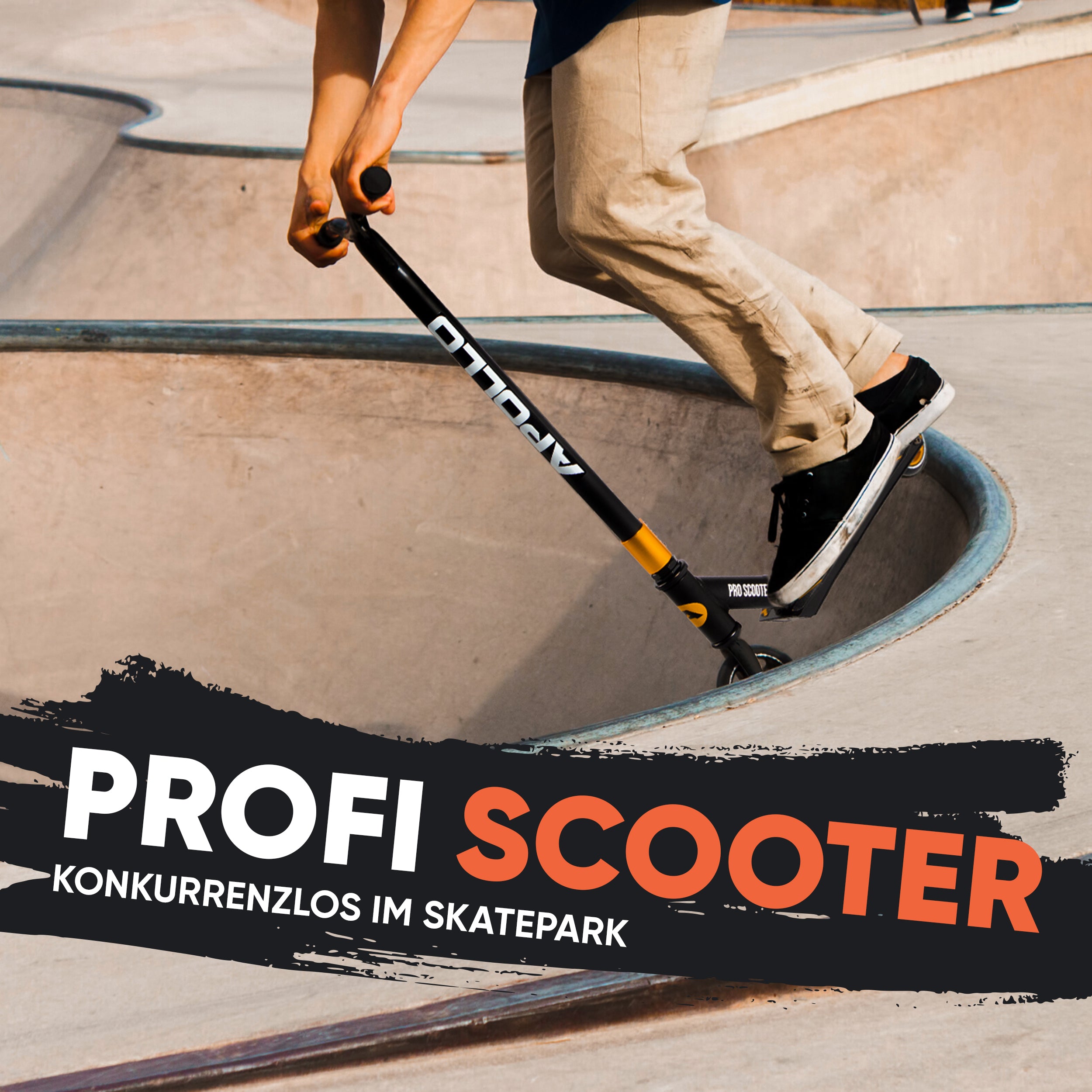 Apollo - Stunt Scooter 'Eagle' - eloxierter Profi Stuntroller mit ABEC 9 Kugellagern - Schwarz Orange
