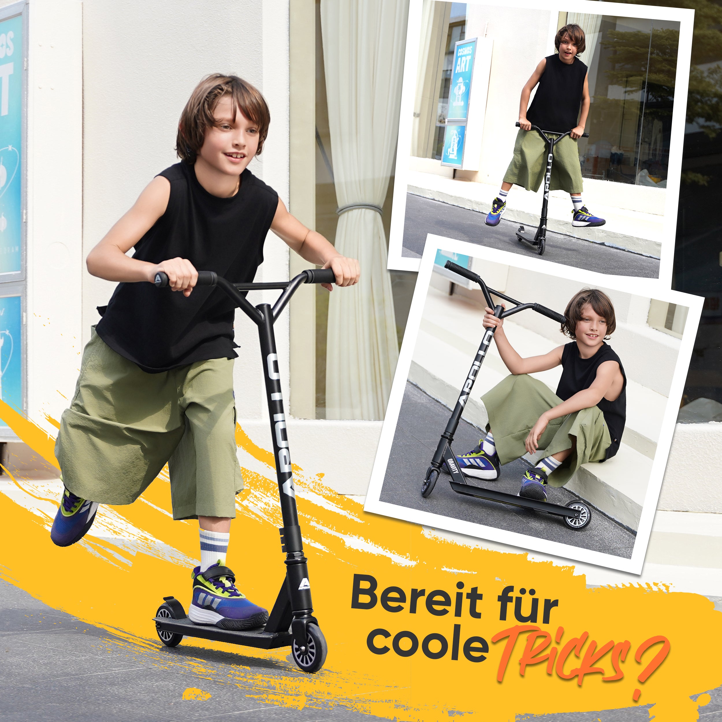 Apollo Funsport - Apollo Stuntscooter Gravity - sportlich, funktional und ideal für Beginner - Black Shiny