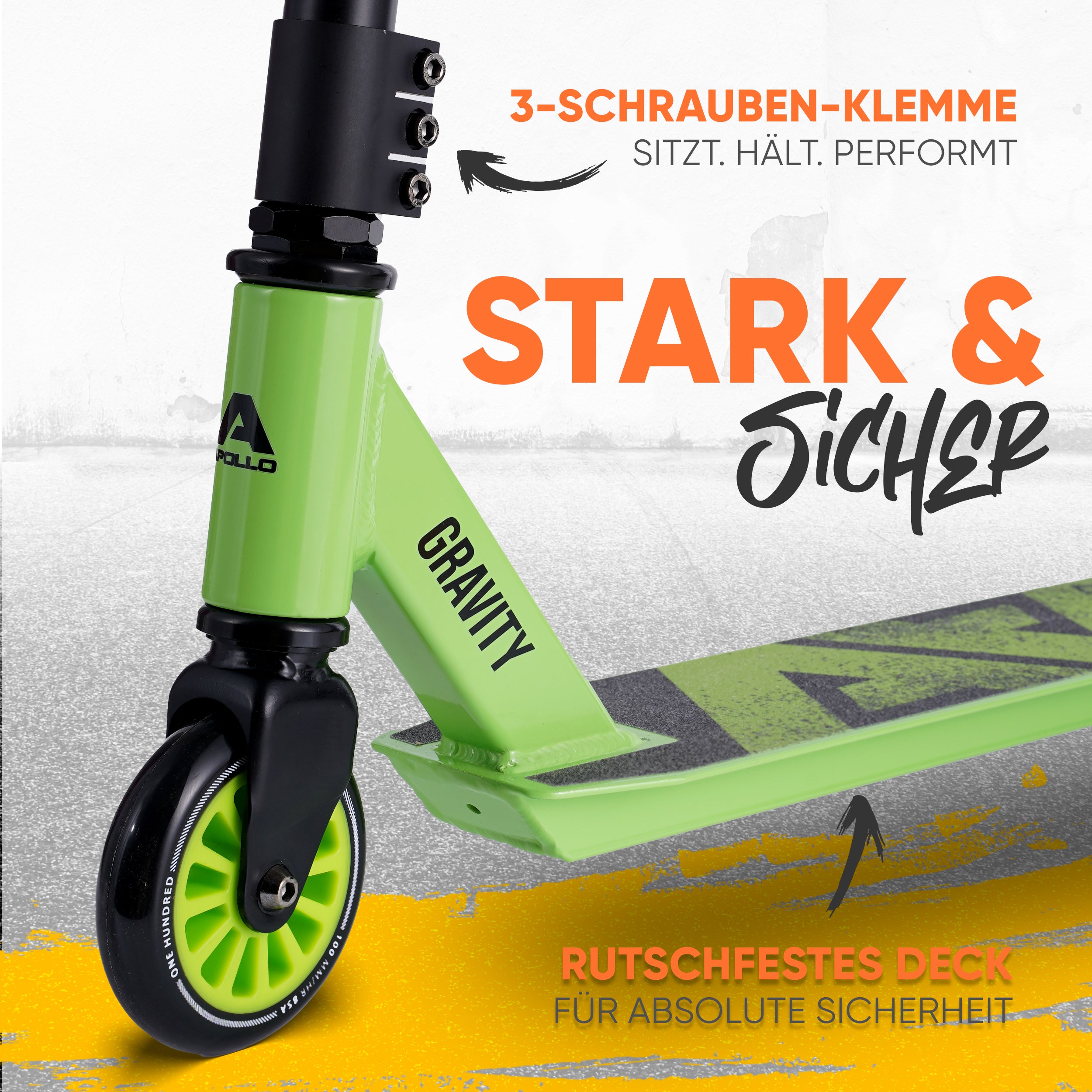Apollo Funsport - Apollo Stuntscooter Gravity - sportlich, funktional und ideal für Beginner - Green